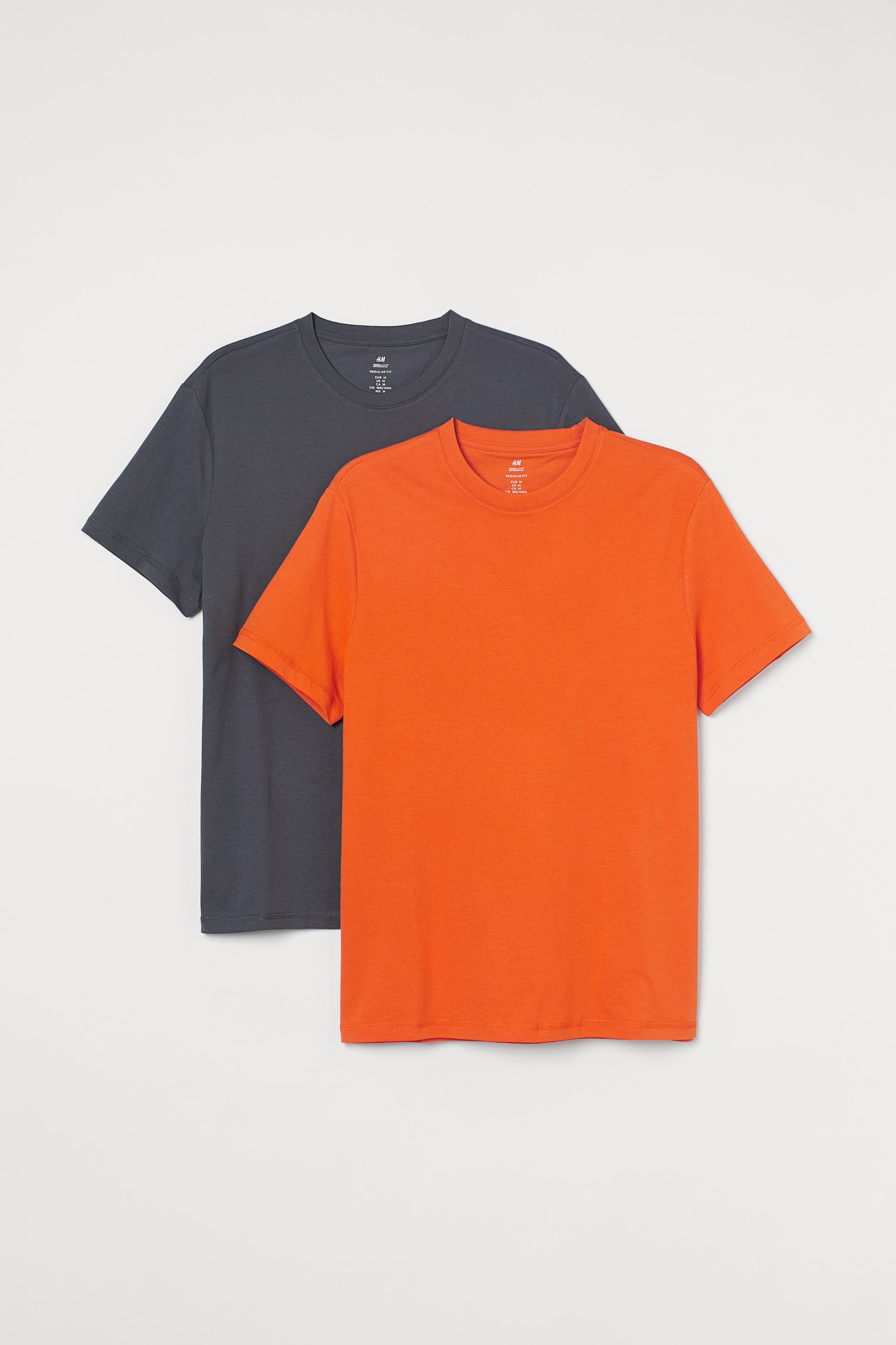 View larger image: 2-pack COOLMAX® Regular Fit T-shirts - Dark grey/Orange - Men | H&M IN 1