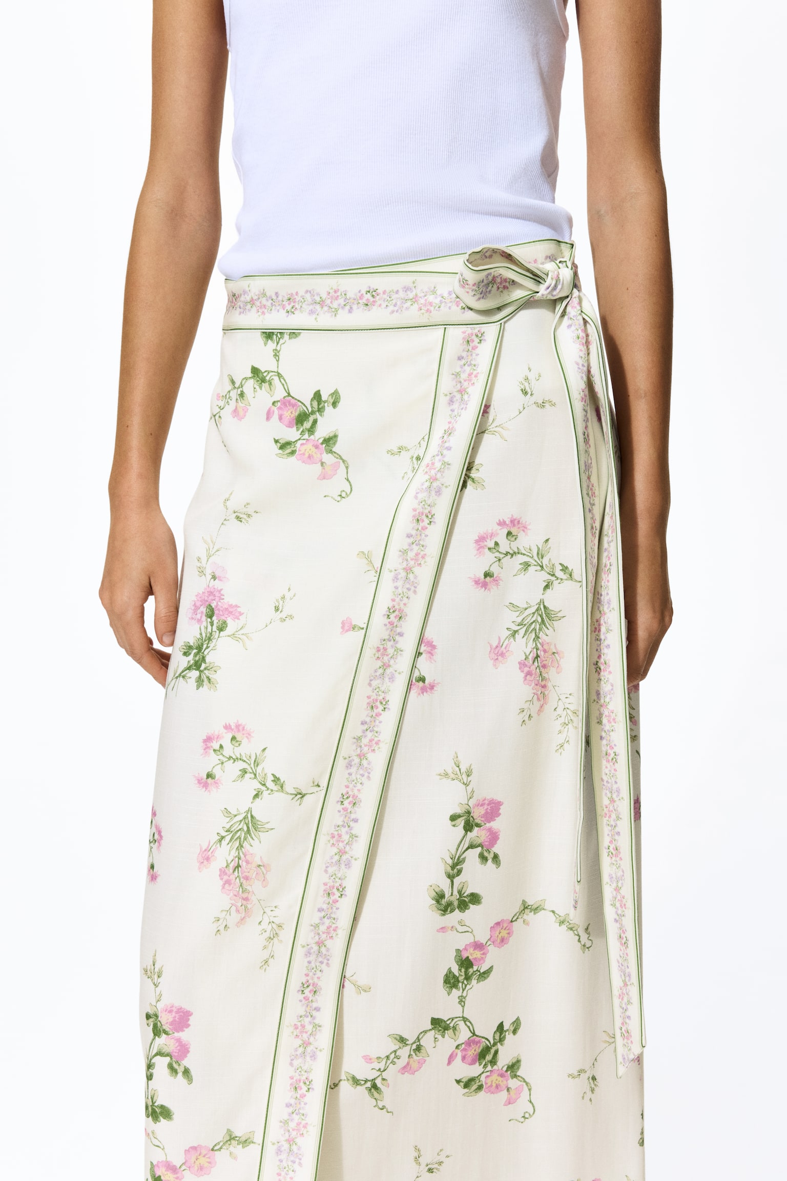 Lyocell-blend wrap skirt - White/Floral - 4