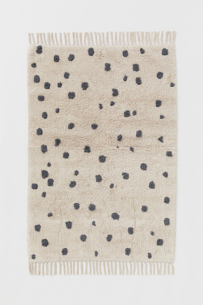 Spotted cotton rug - Light beige/Grey spotted - 1
