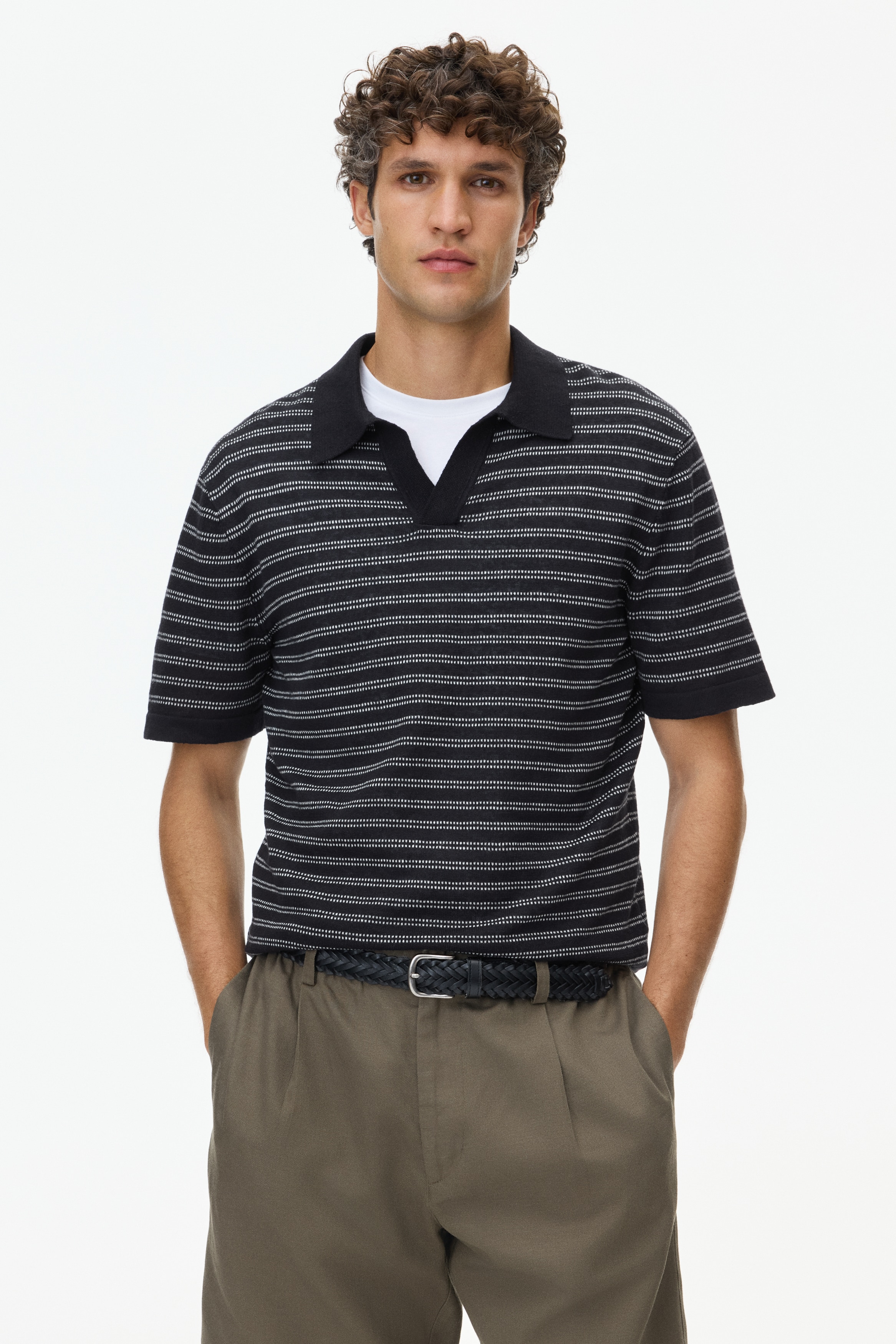 Polo en mezcla de lino Regular FitAuxiliar