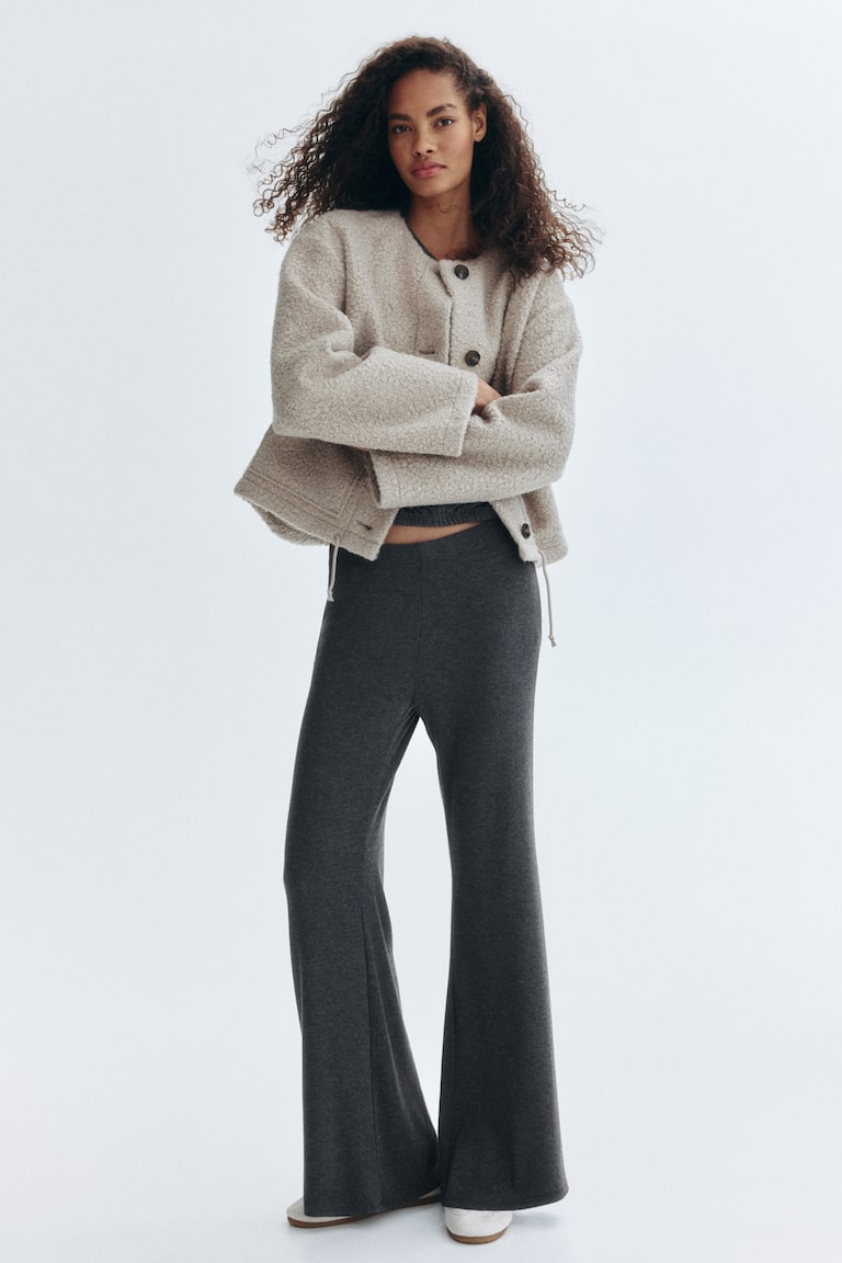 Flared fine-knit trousers