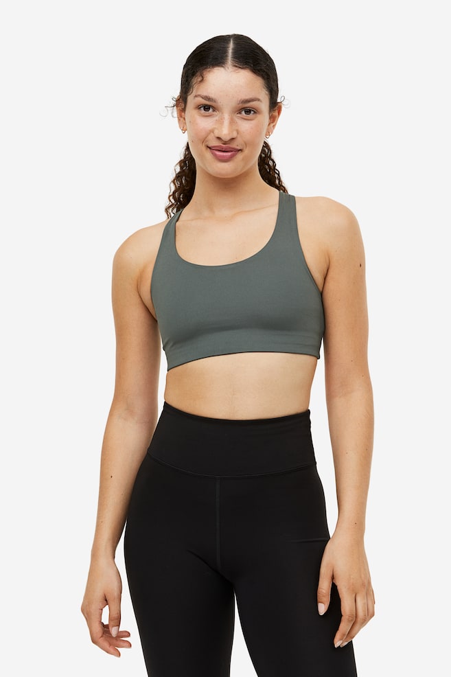 DryMove™ Medium Support Sports bra - Dark khaki green/Black/White/Pink/dc - 6