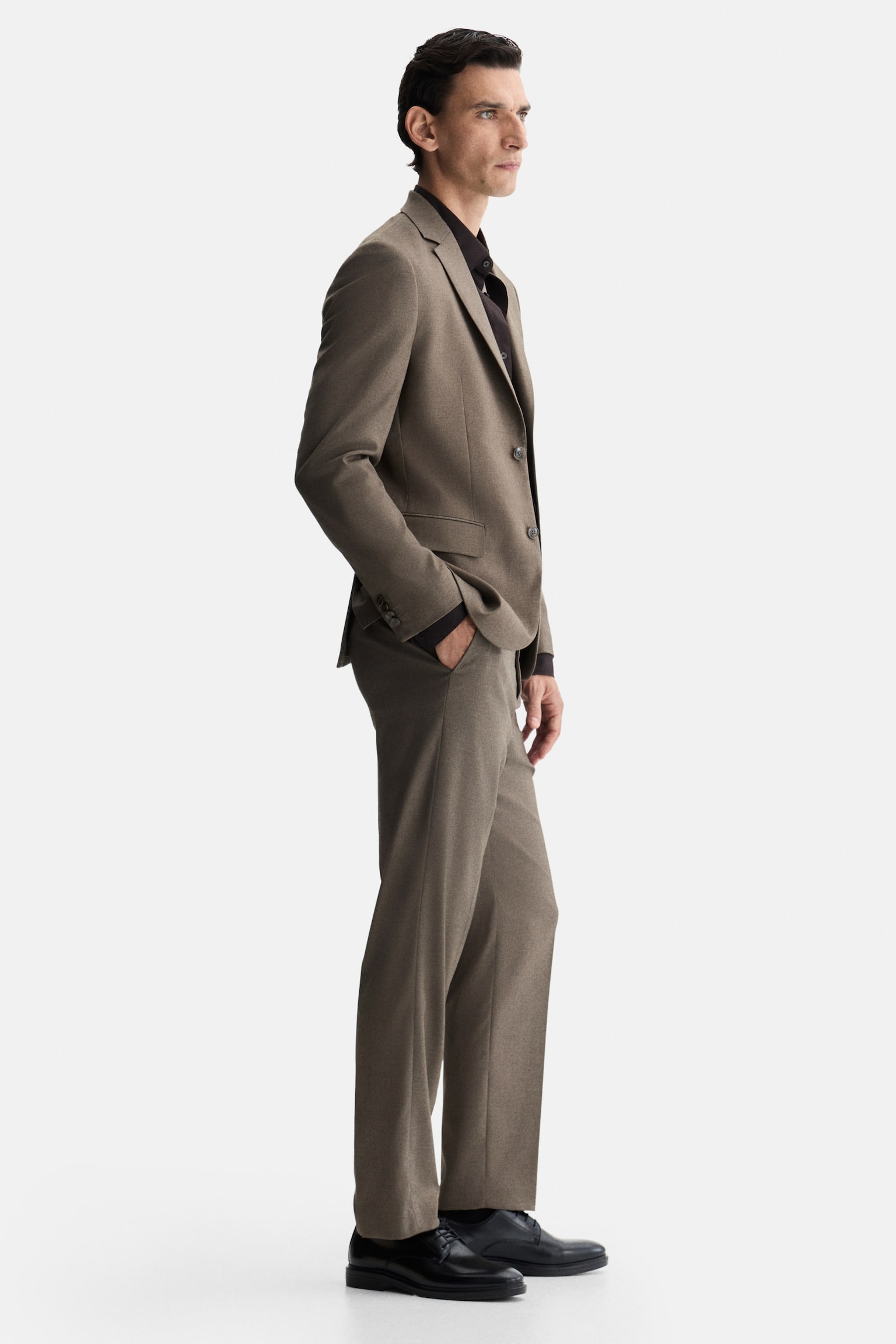 Svečane pantalone Regular Fit - Tamnobež/Dark grey/Crna/Bež - 3