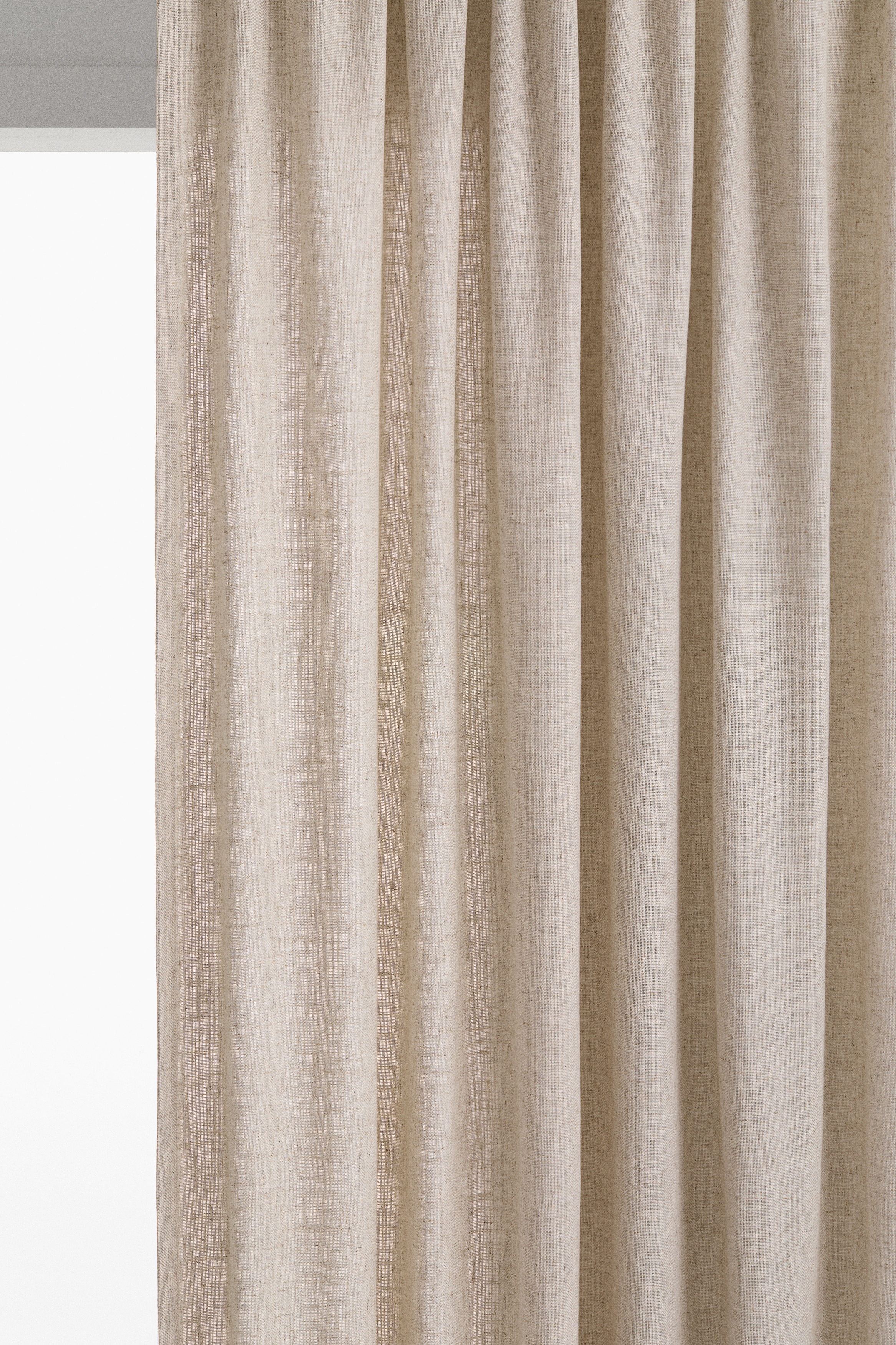 1-pack wide linen-blend curtain length - Beige