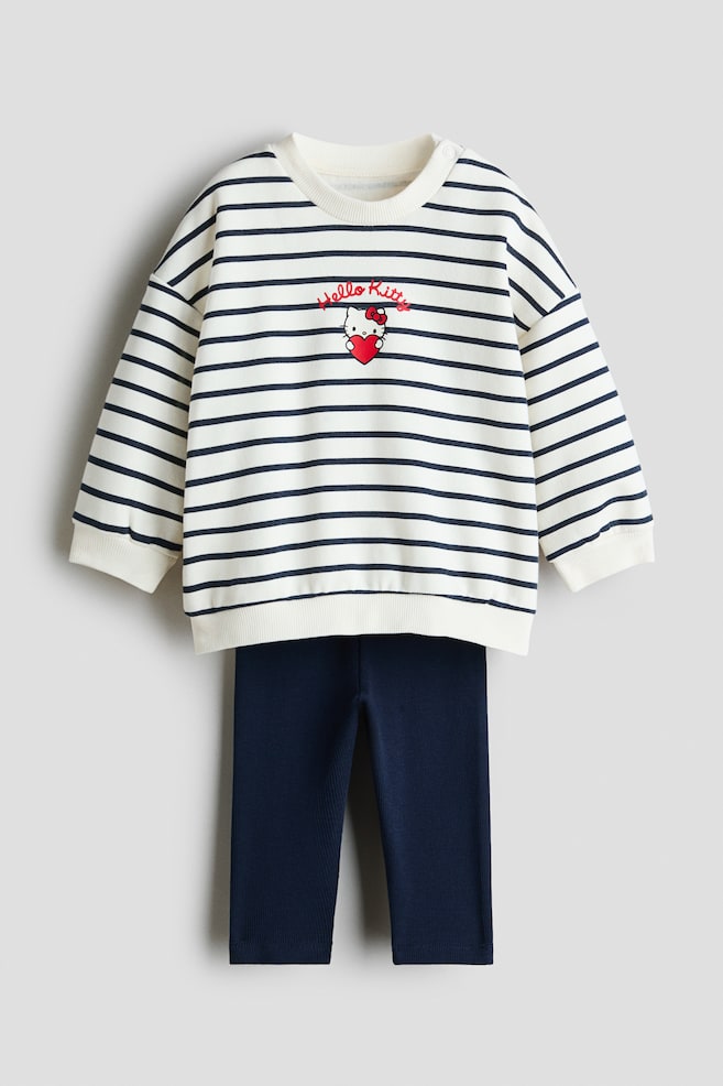 2-Piece Sweatshirt and Leggings Set - White/Hello Kitty - 1