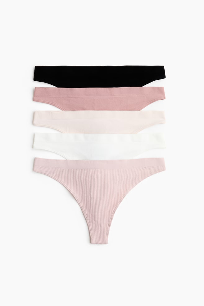 5-pack seamless thong briefs - Light pink/White/Brown/White/Pink/Khaki green/Beige/White/Light pink/Burgundy/Navy blue/Dusty blue - 1
