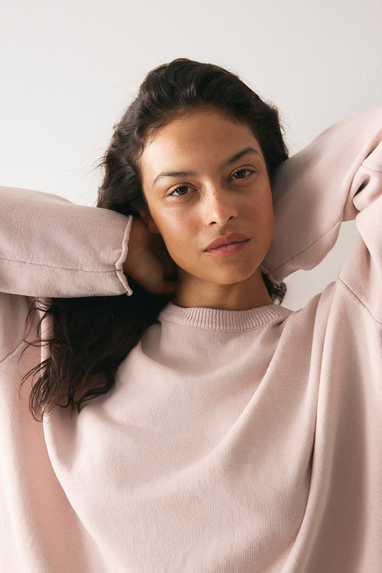 Roll-edge jumper Powder pink Ladies H&M IE