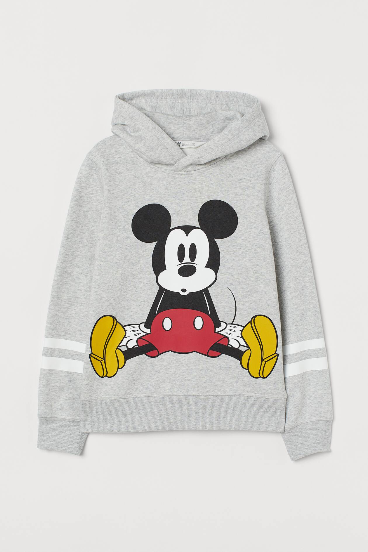 Printed Hoodie - Lt. gray melange/Mickey Mouse - Kids | H&M US