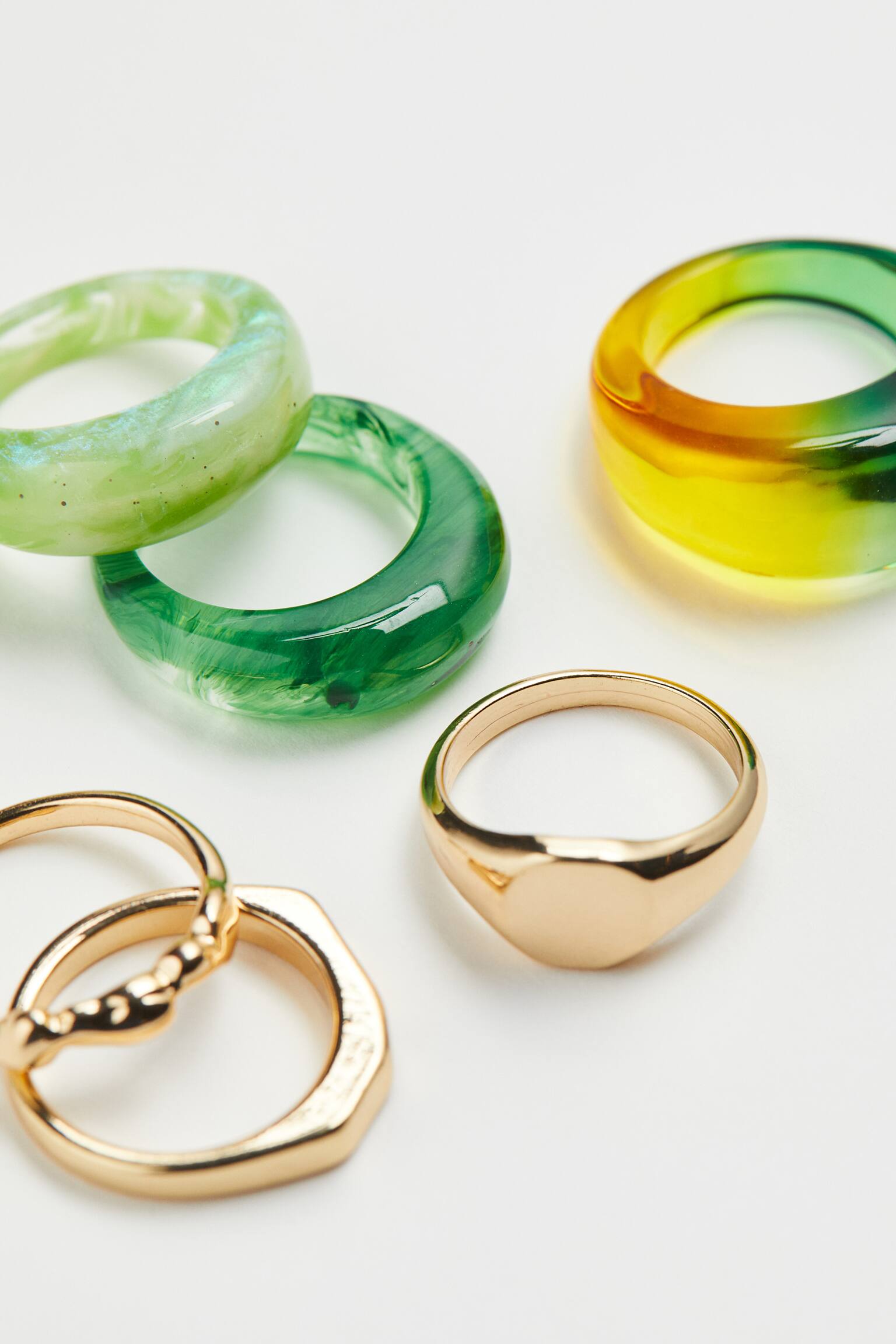 6-pack Rings - Gold colour/Green/Gold colour/Orange - 2