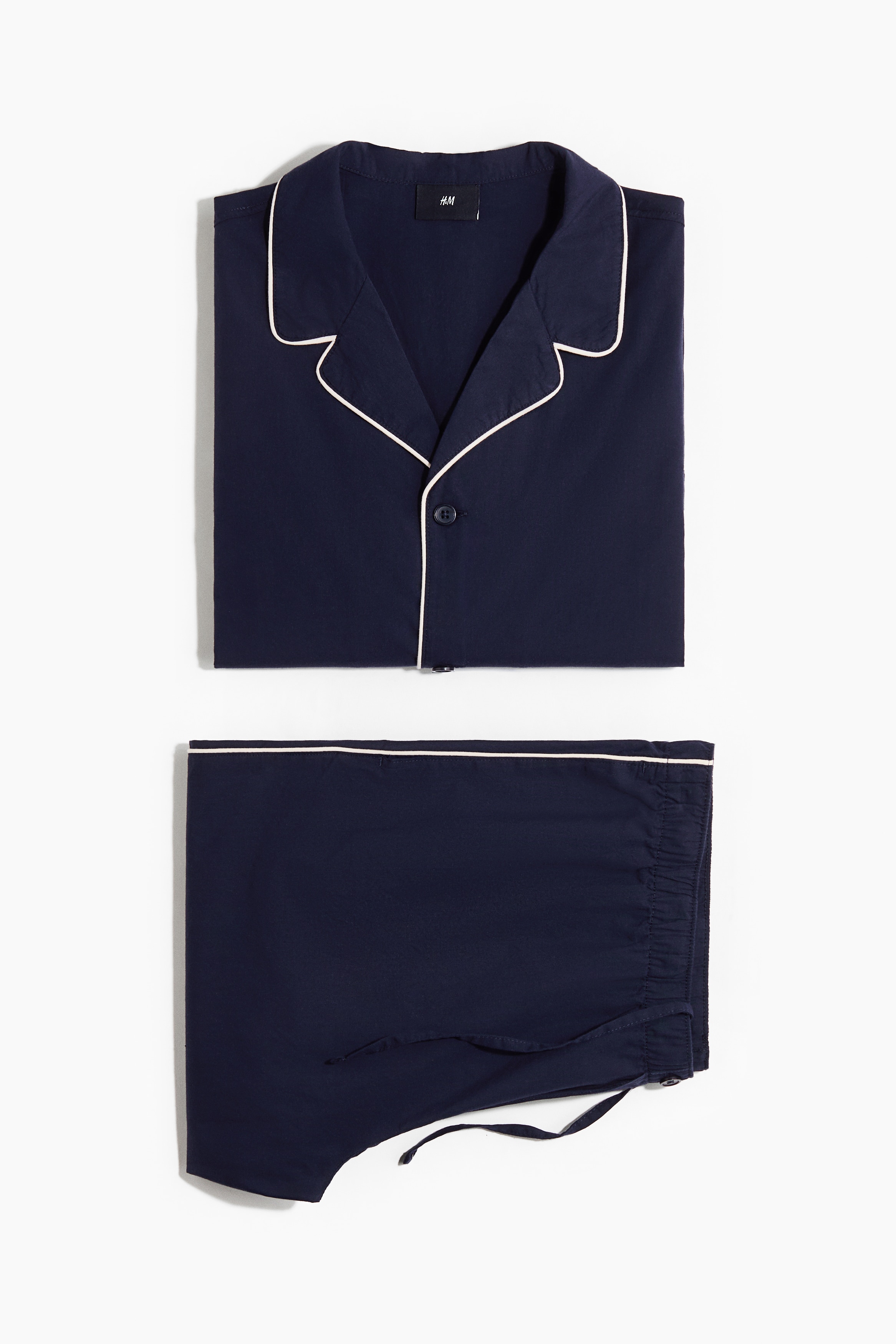 Pijama de dos piezas en algodón - Azul marino/Azul empolvado claro/Rayas