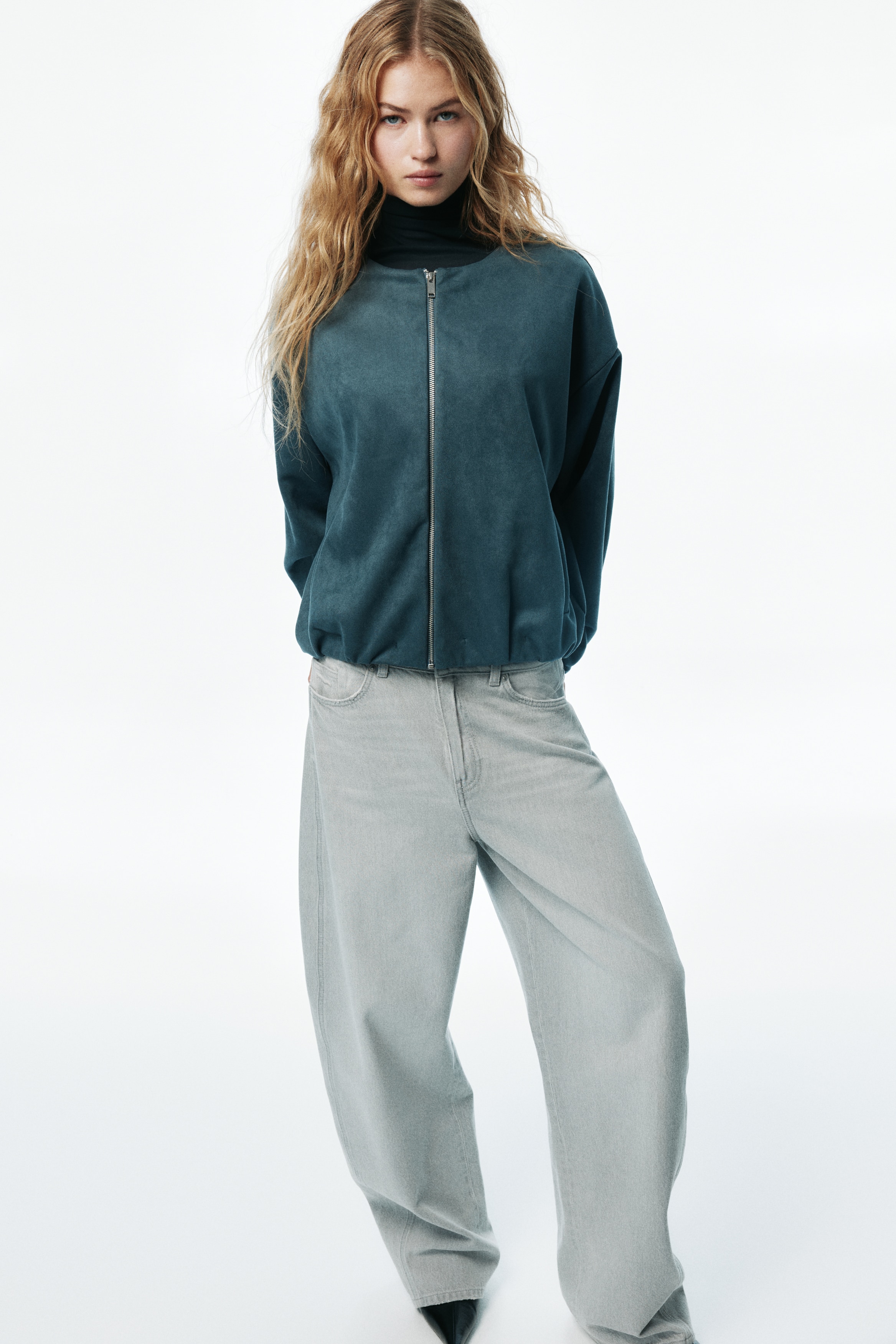 Oversized Jersey Jacket - Dark turquoise - Ladies | H&M US