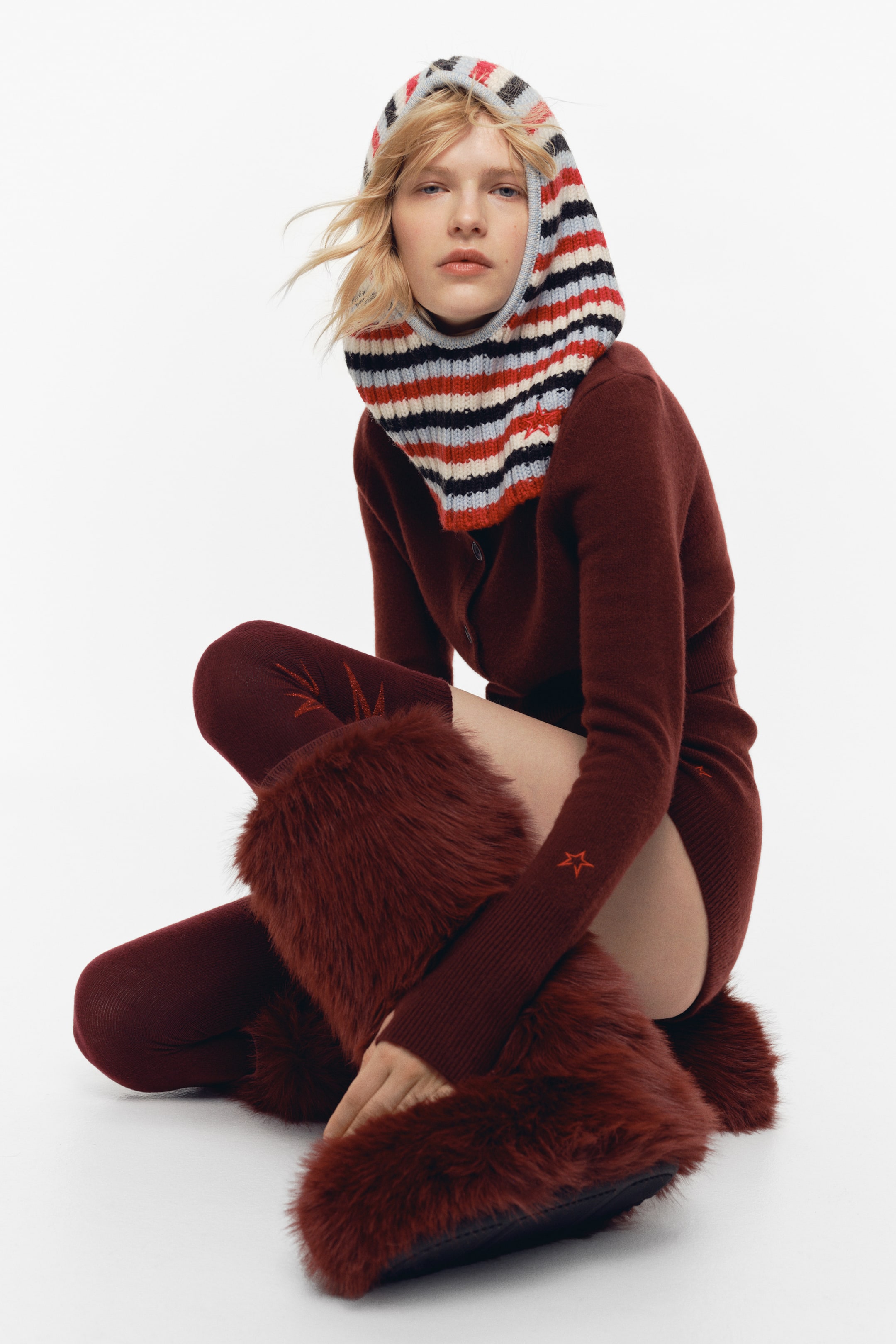 View larger image: Rib-Knit Wool Balaclava - Red/striped - Ladies | H&M PH 2