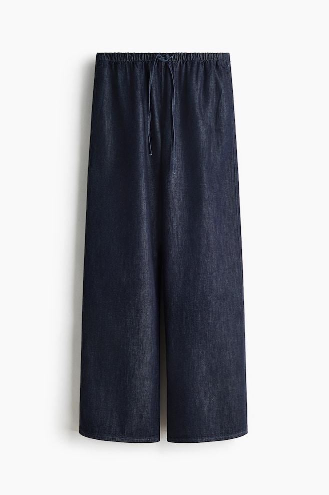 Denim drawstring trousers - Dark denim blue/White/Light denim blue/Denim blue/Grey - 1