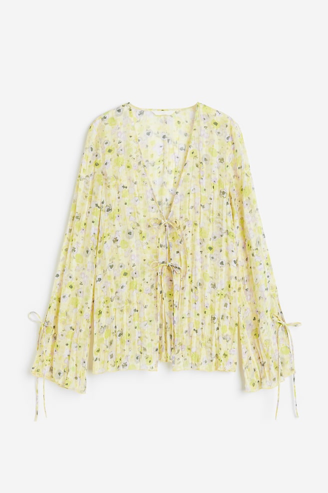 Sheer blouse - Light yellow/Floral - 2