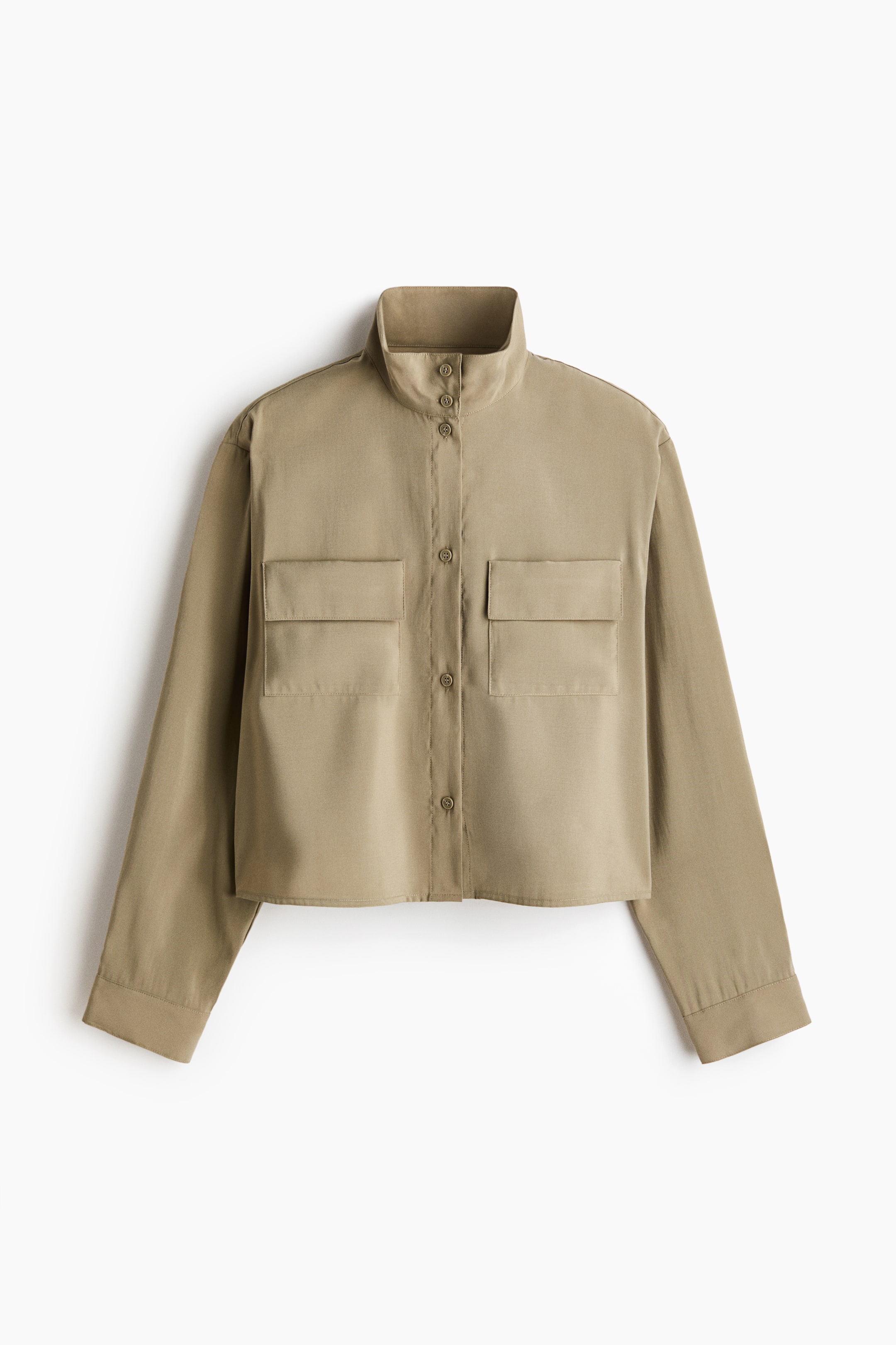Stand-Up Collar Viscose-Blend Shirt