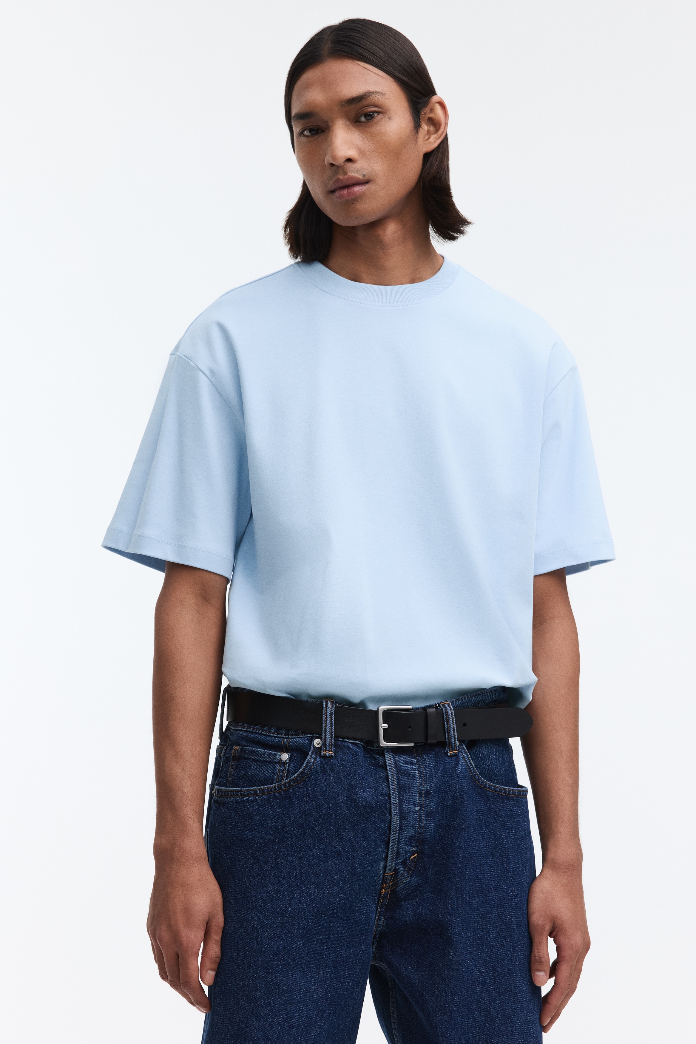 T-shirt Oversized Fit - Azzurro/Bianco/Nero/Viola scuro