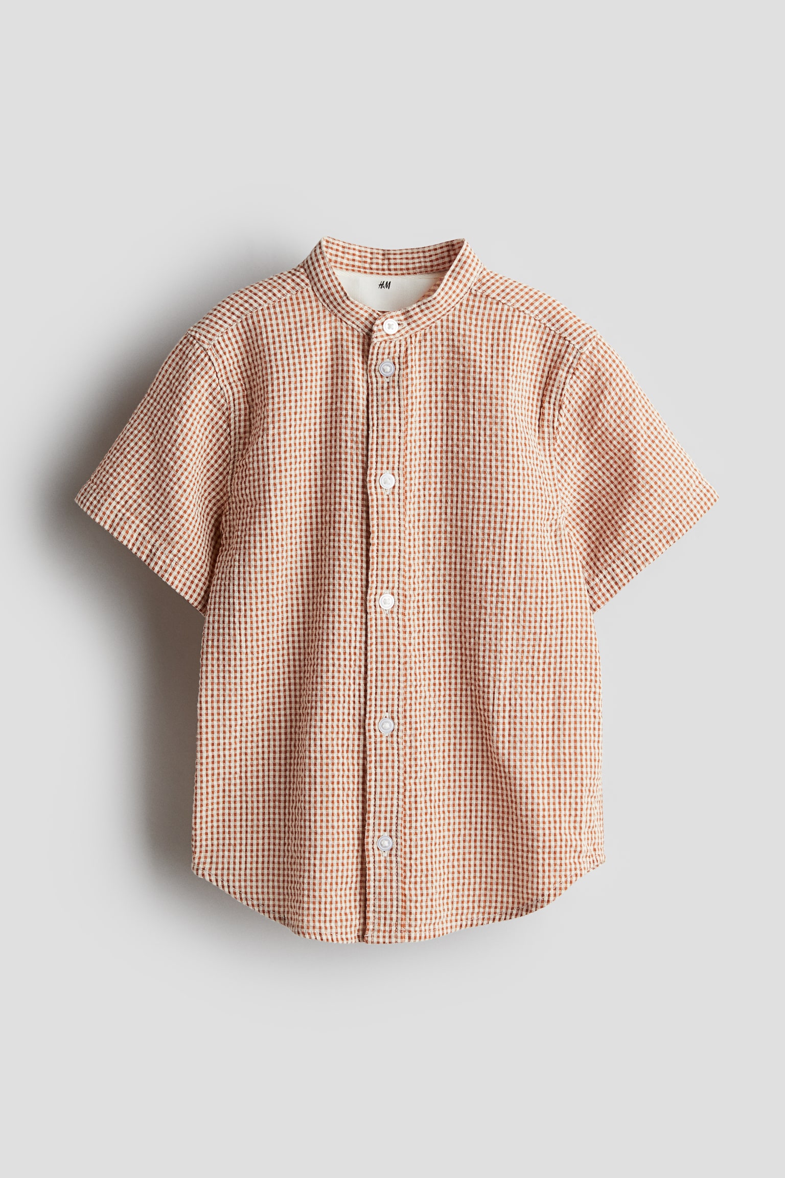 Grandad cotton shirt - Beige/Checked/Light blue/Striped/Black - 1