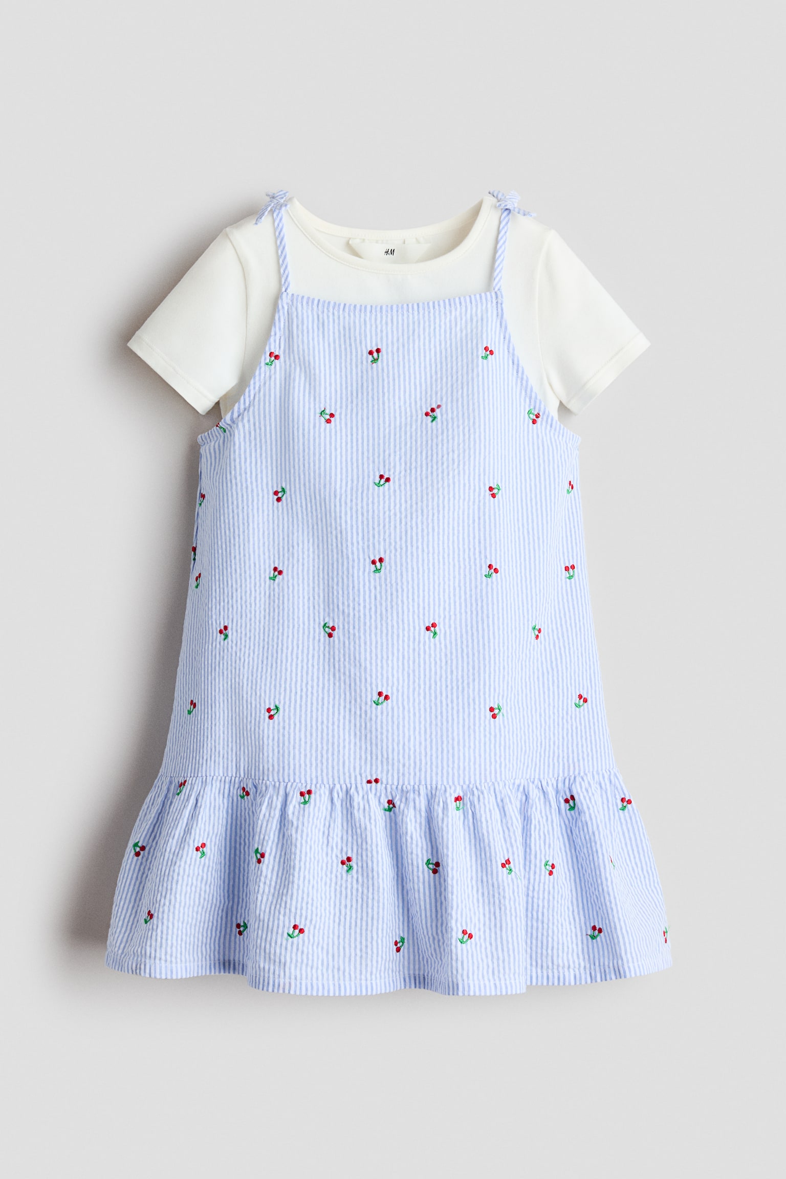 2-Piece Dress and Top Set - Blue/cherries/Cream/hearts