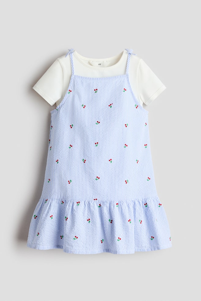 2-piece dress and top set - Blue/Cherries/Cream/Hearts - 1