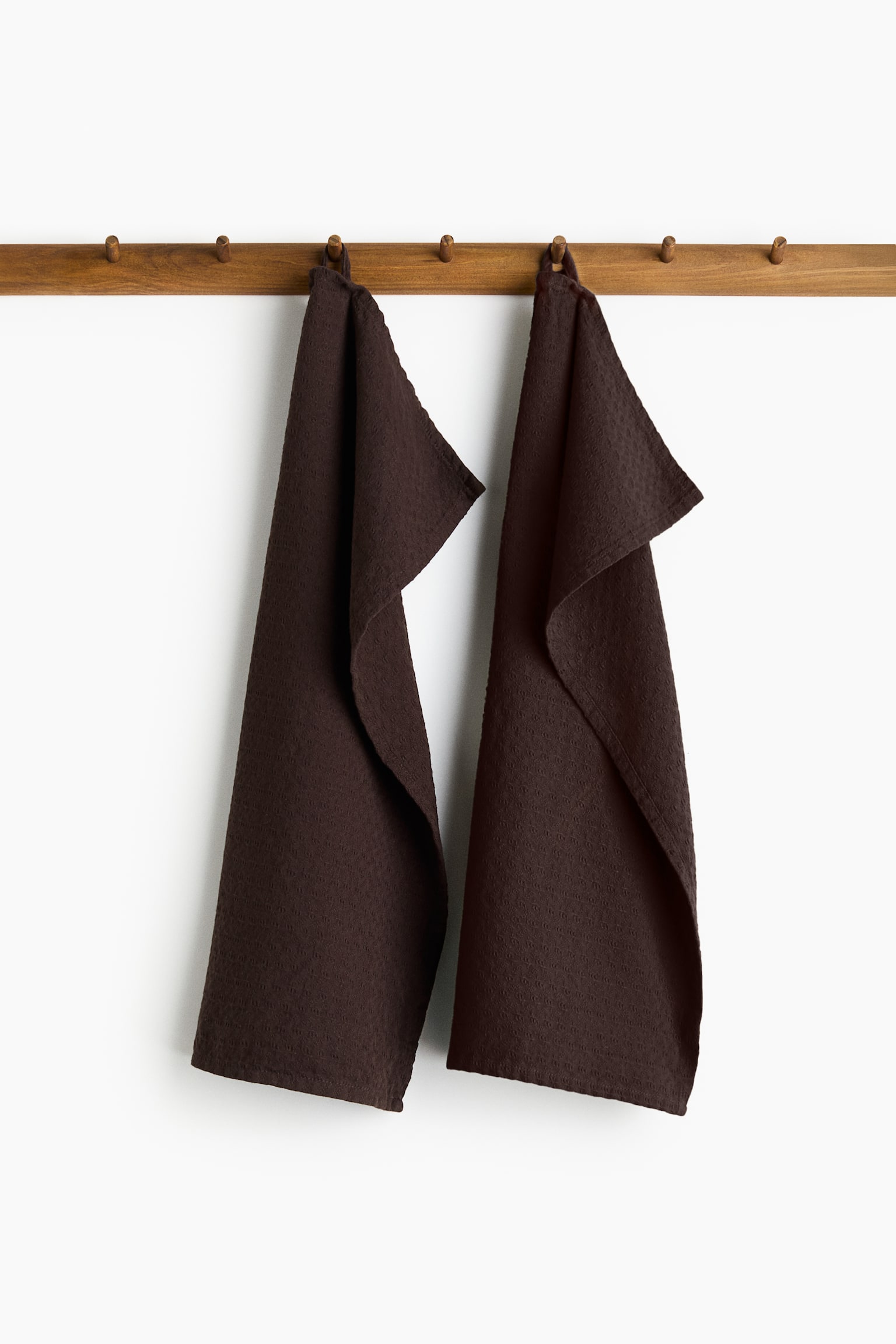 2-pack jacquard-weave tea towels - ダークブラウン/ライトベージュ/ピンク/カーキグリーン