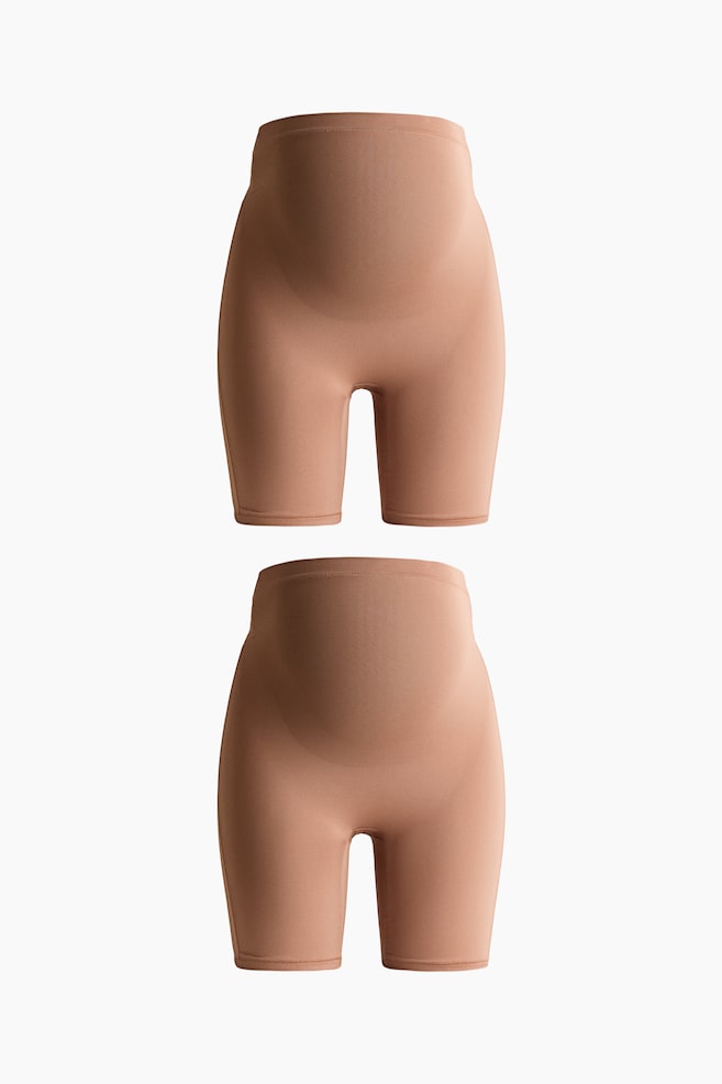 MAMA Set van 2 Super Stretch fietsshorts - Donkerbeige/Lichtbeige/Beige/Zwart - 1