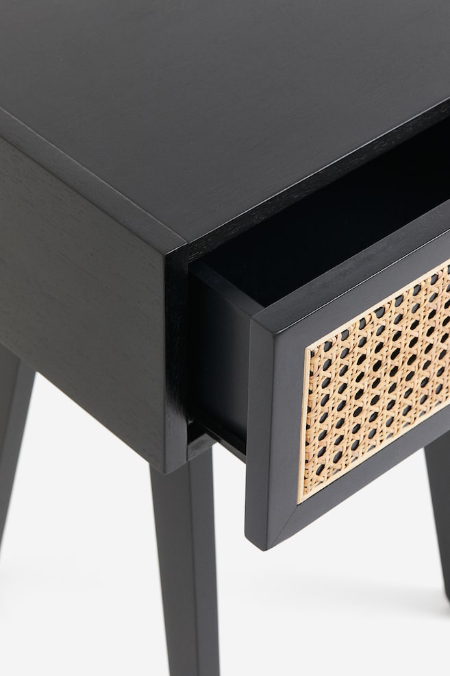 Rattan-drawer bedside table - Black/Rattan/Light beige/Rattan - 4