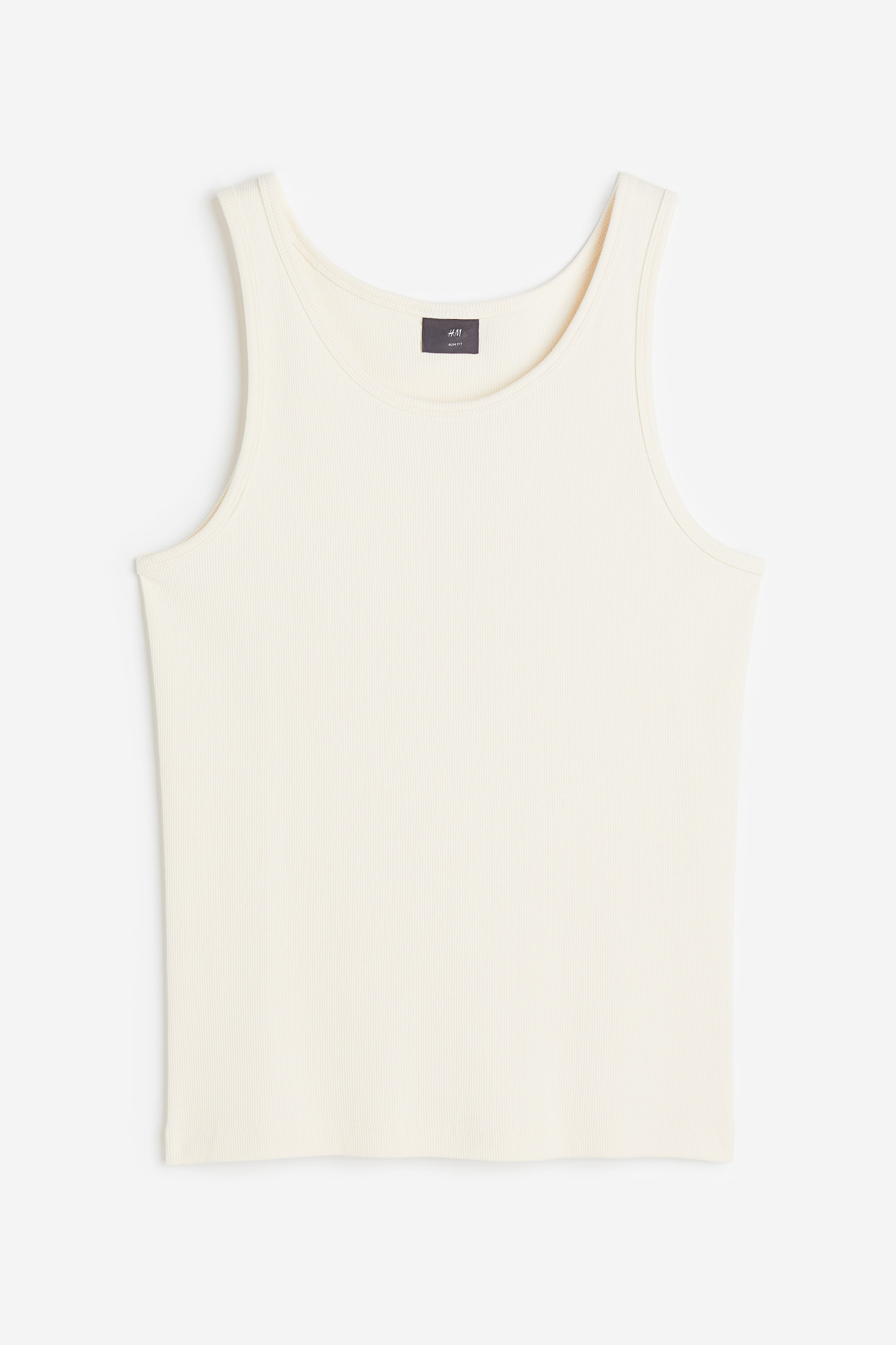 Slim Fit Ribbed Tank Top - Round Neck - Sleeveless - Cream - Men | H&M US