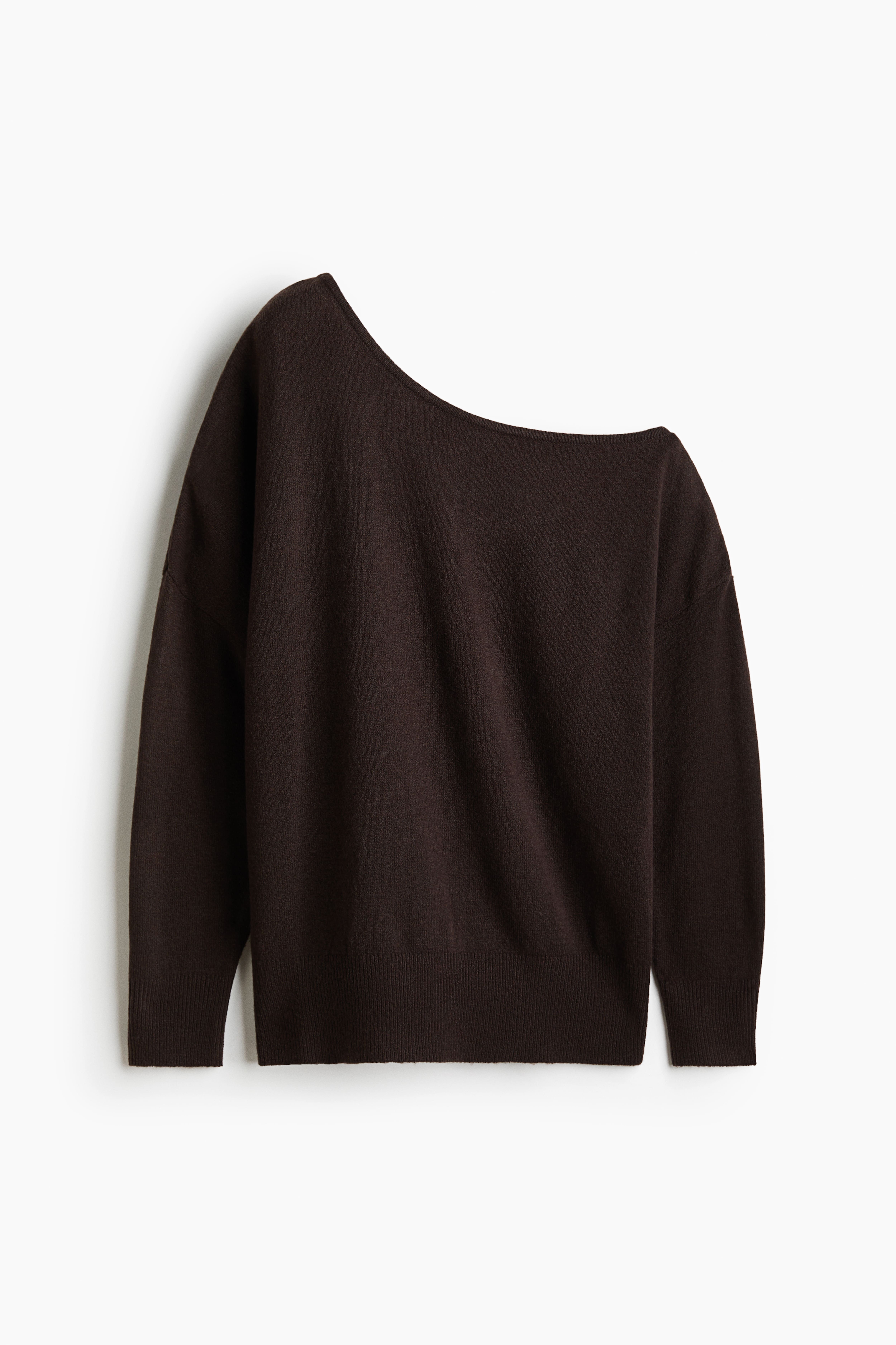 Fine-Knit One-Shoulder Sweater