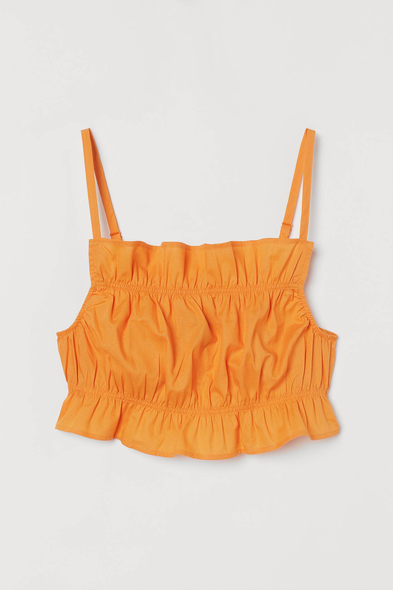 Flounce-trimmed Crop Top - Orange - Ladies | H&M US