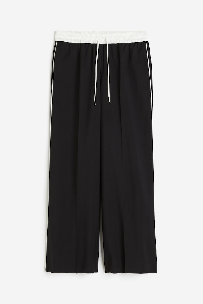 Pantalon large avec taille élastique - Noir/blanc/Gris chiné/Noir/Beige clair - 2