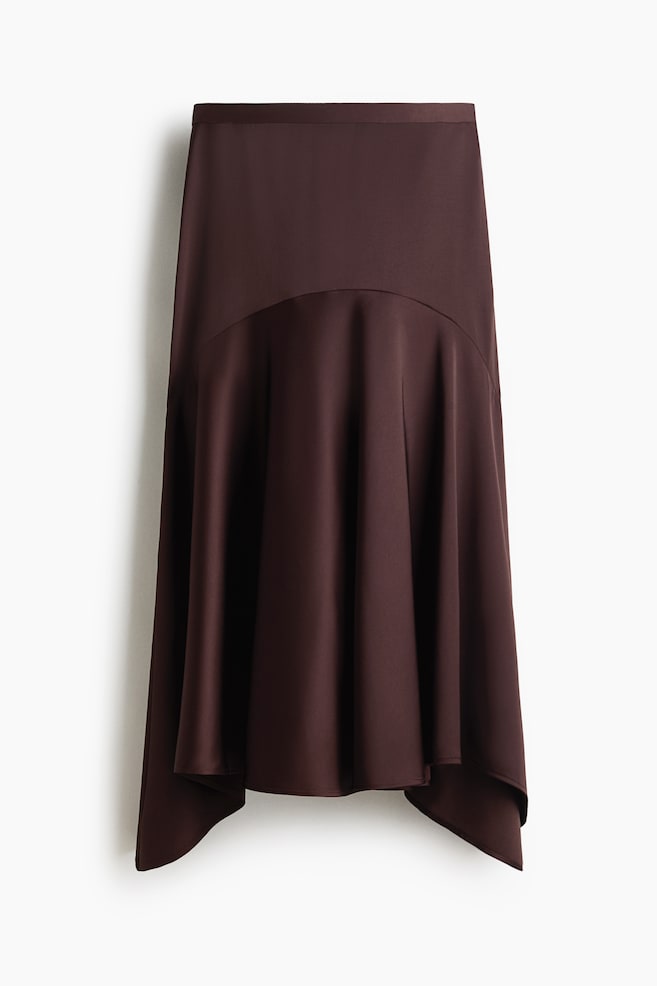 Satin twill skirt - Dark brown/Dark mauve - 1