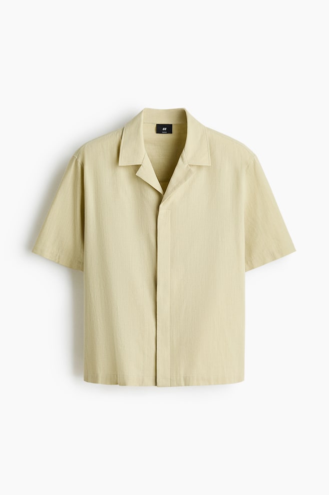 Relaxed Fit Linen-blend resort shirt - Light dusty green/Dark grey - 1