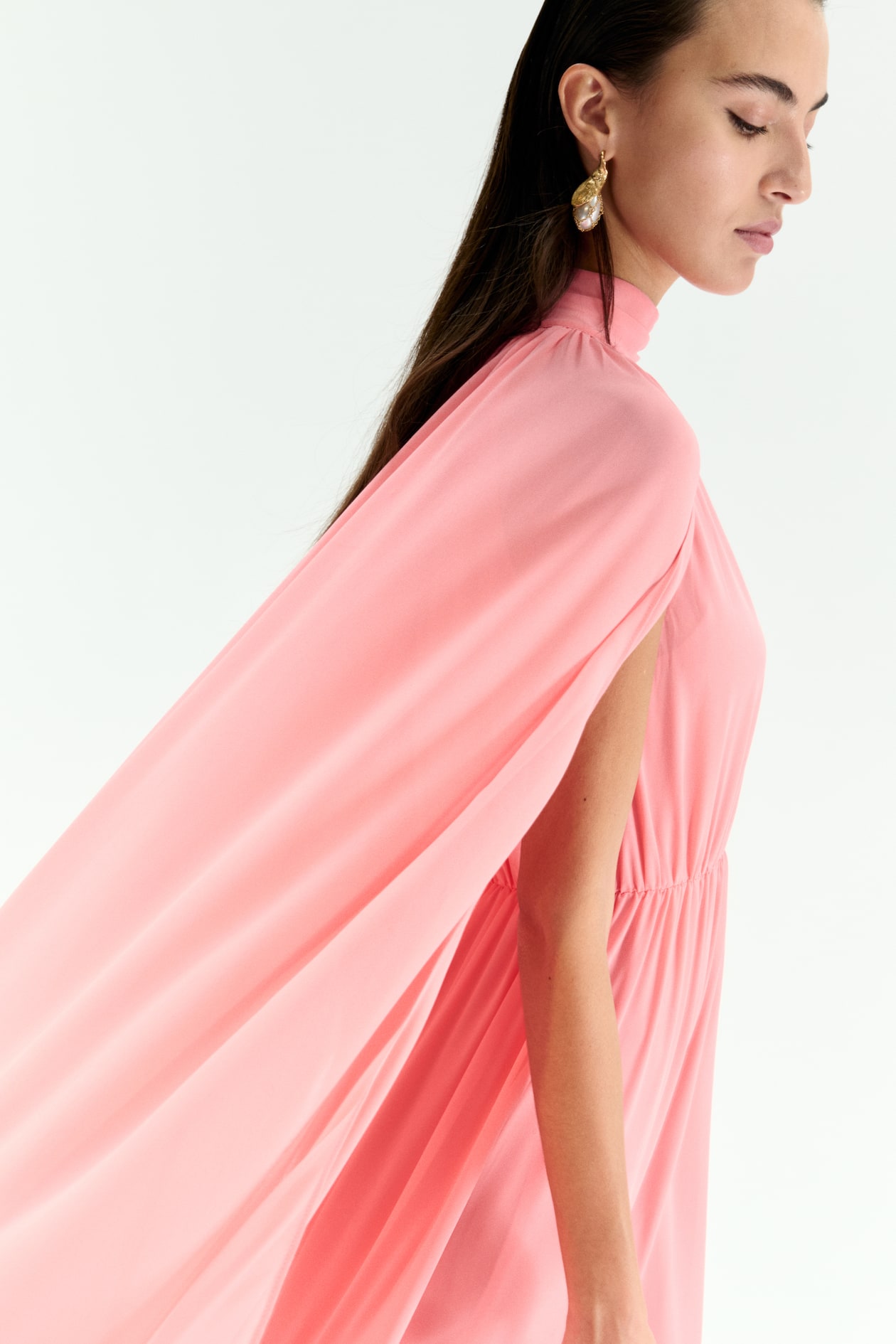Draped Cape-Detail Dress - image 3