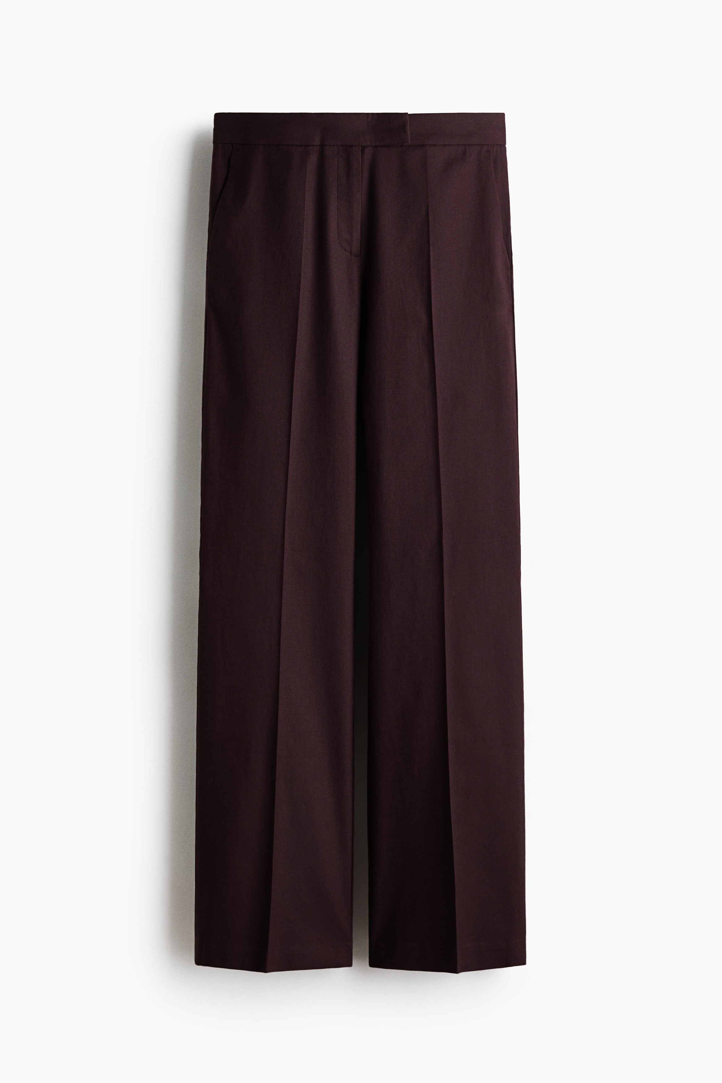 Linen-blend tailored trousers - Dark brown/White/Dark red