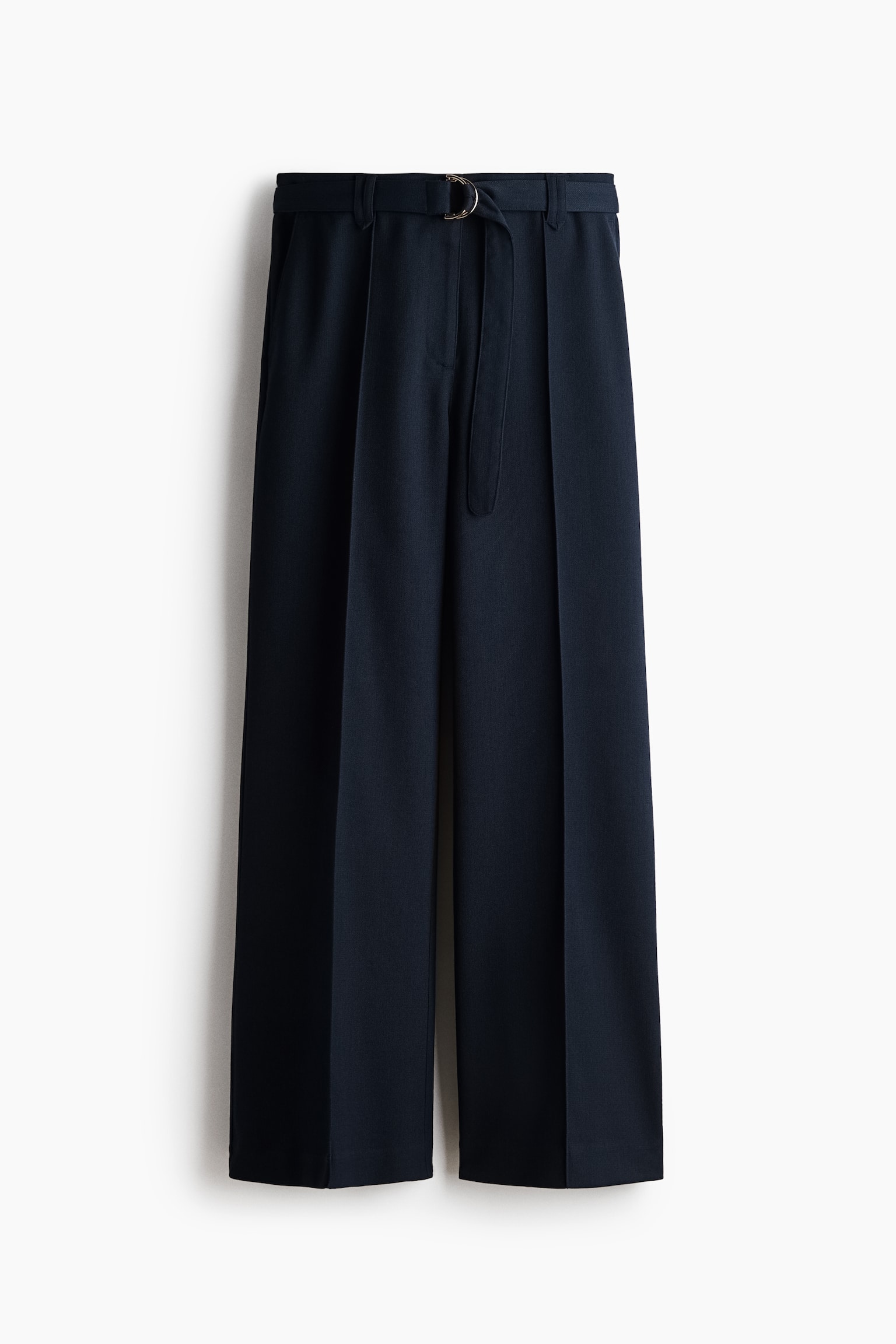 Ausgestellte Hose mit Gürtel - Marineblau/Cremefarben - 1