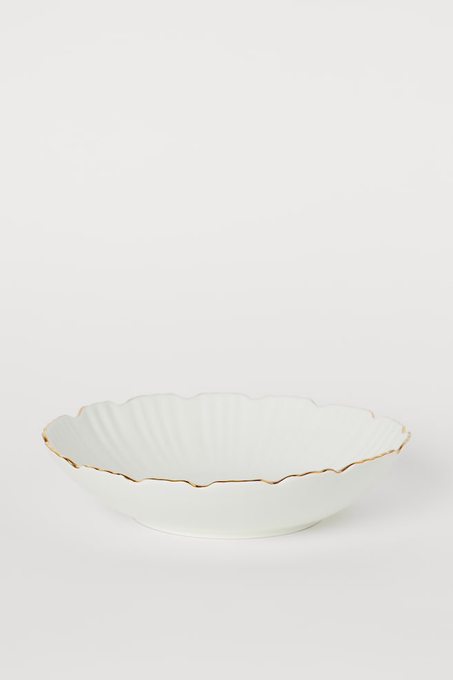 Dyb tallerken i porcelæn - Hvid/Guld/Lysegrøn - 3