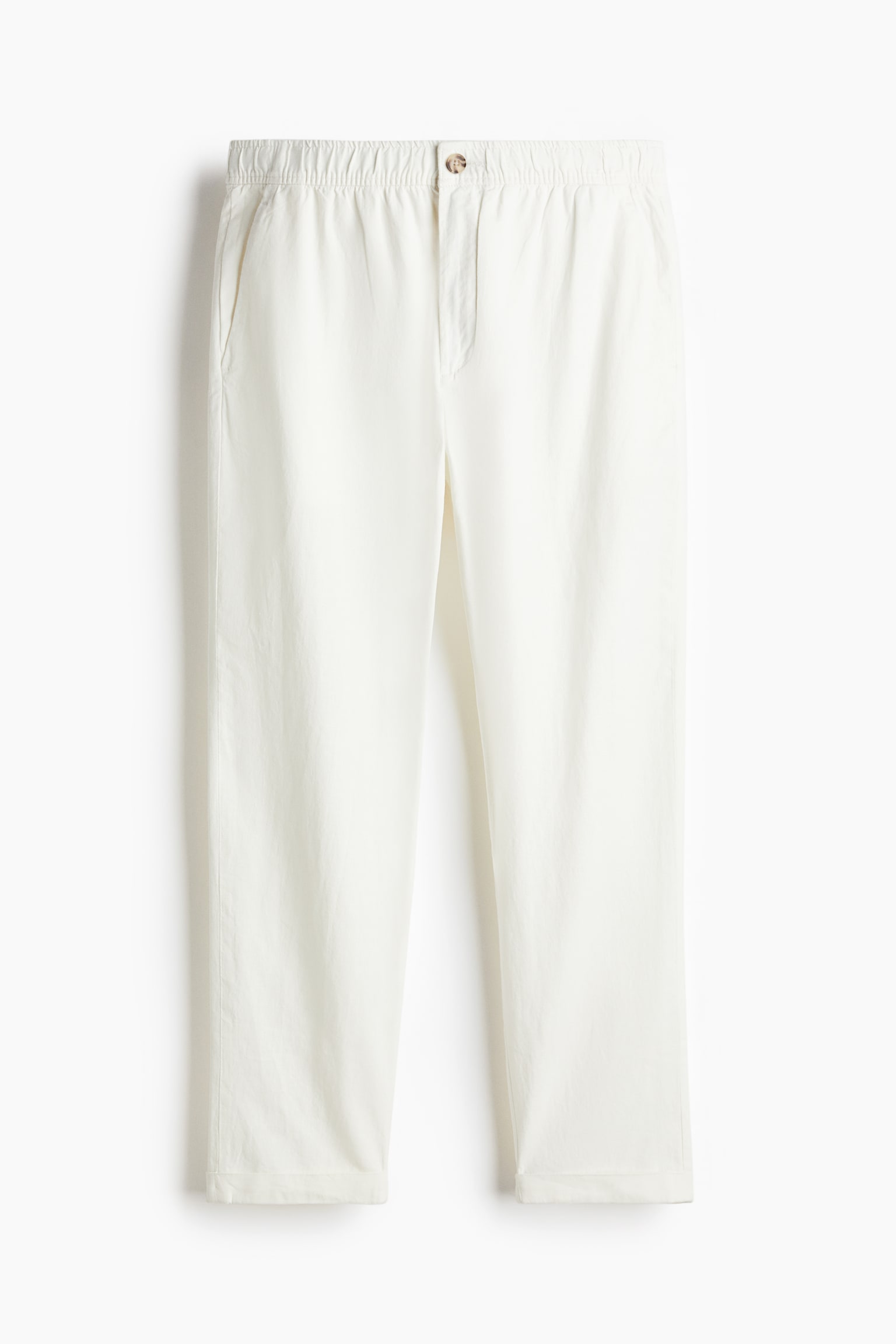 Regular Fit Linen-blend trousers - White/Light beige/Black/Blue - 1