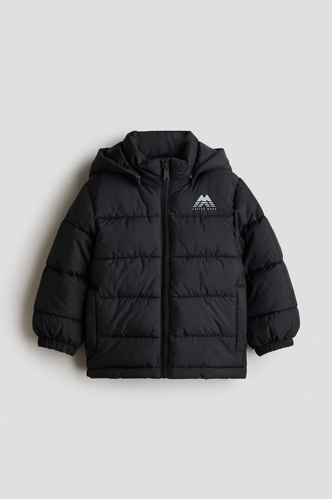 Water-repellent puffer jacket - Black/Brown - 1