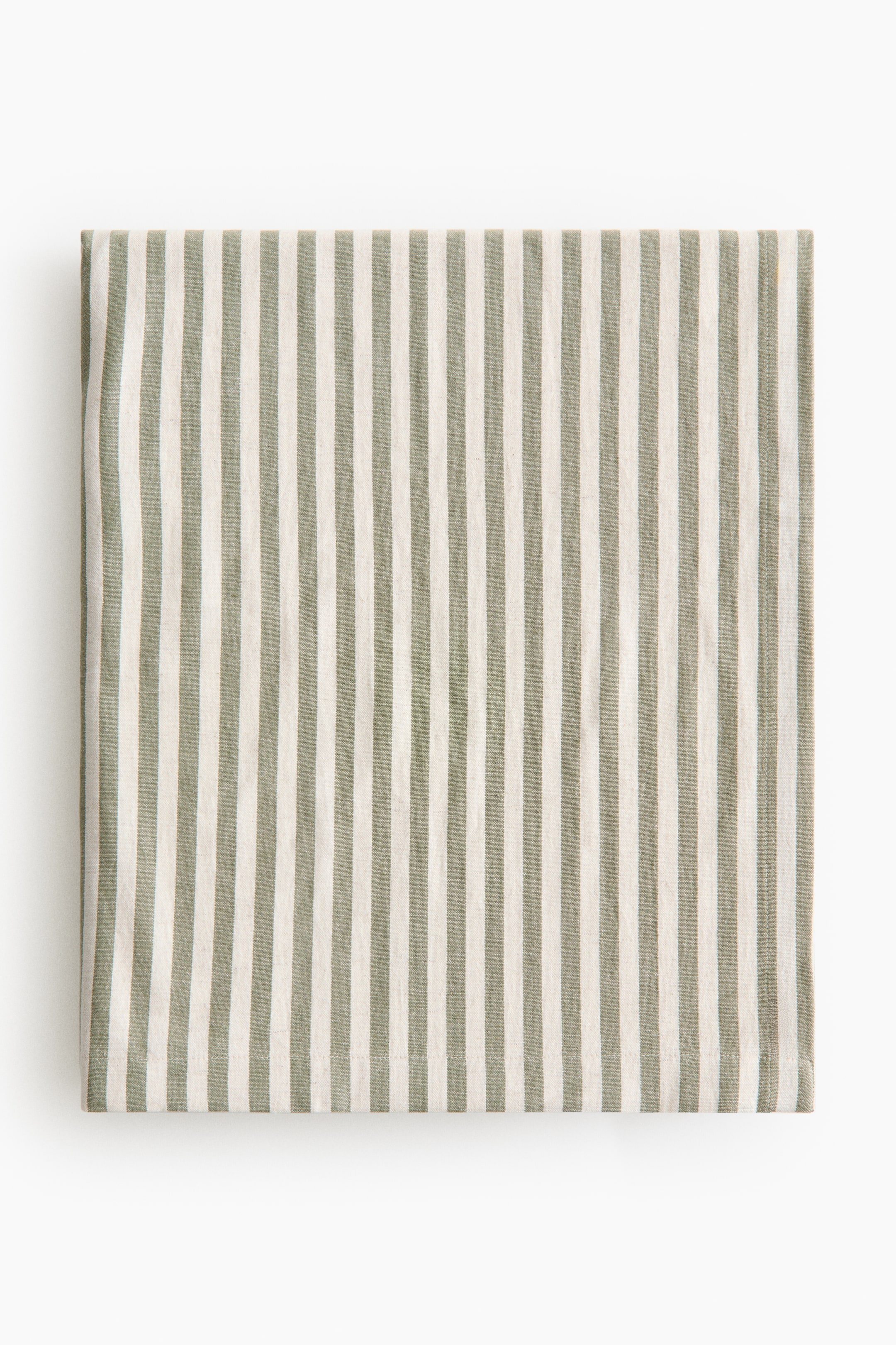 拡大画像を表示: リネンブレンドテーブルクロス - Khaki green/Striped - Home All | H&M JP 2