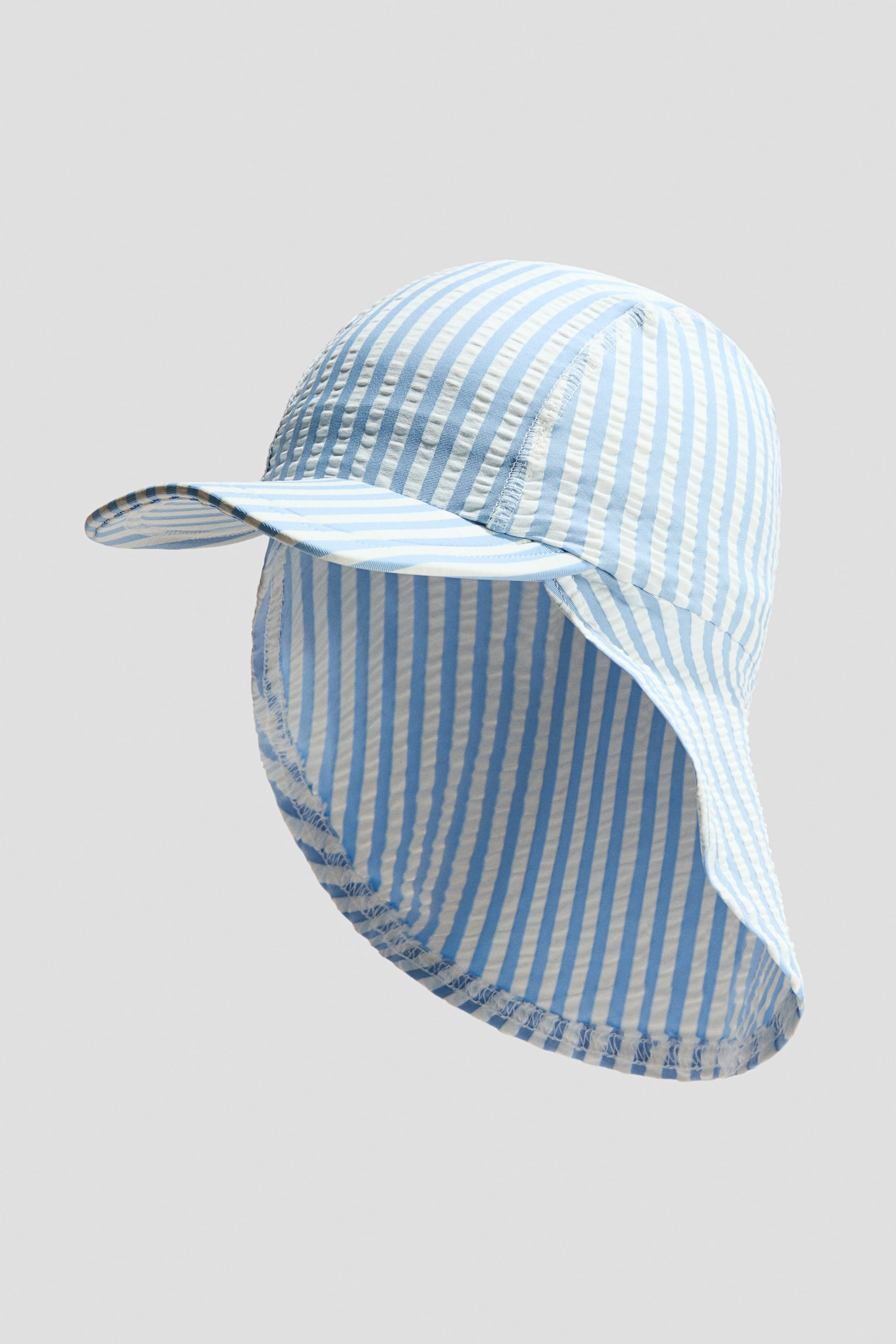 Casquette de soleil FPS 50 en crépon de coton - Bleu clair/rayé/Rose/rayé