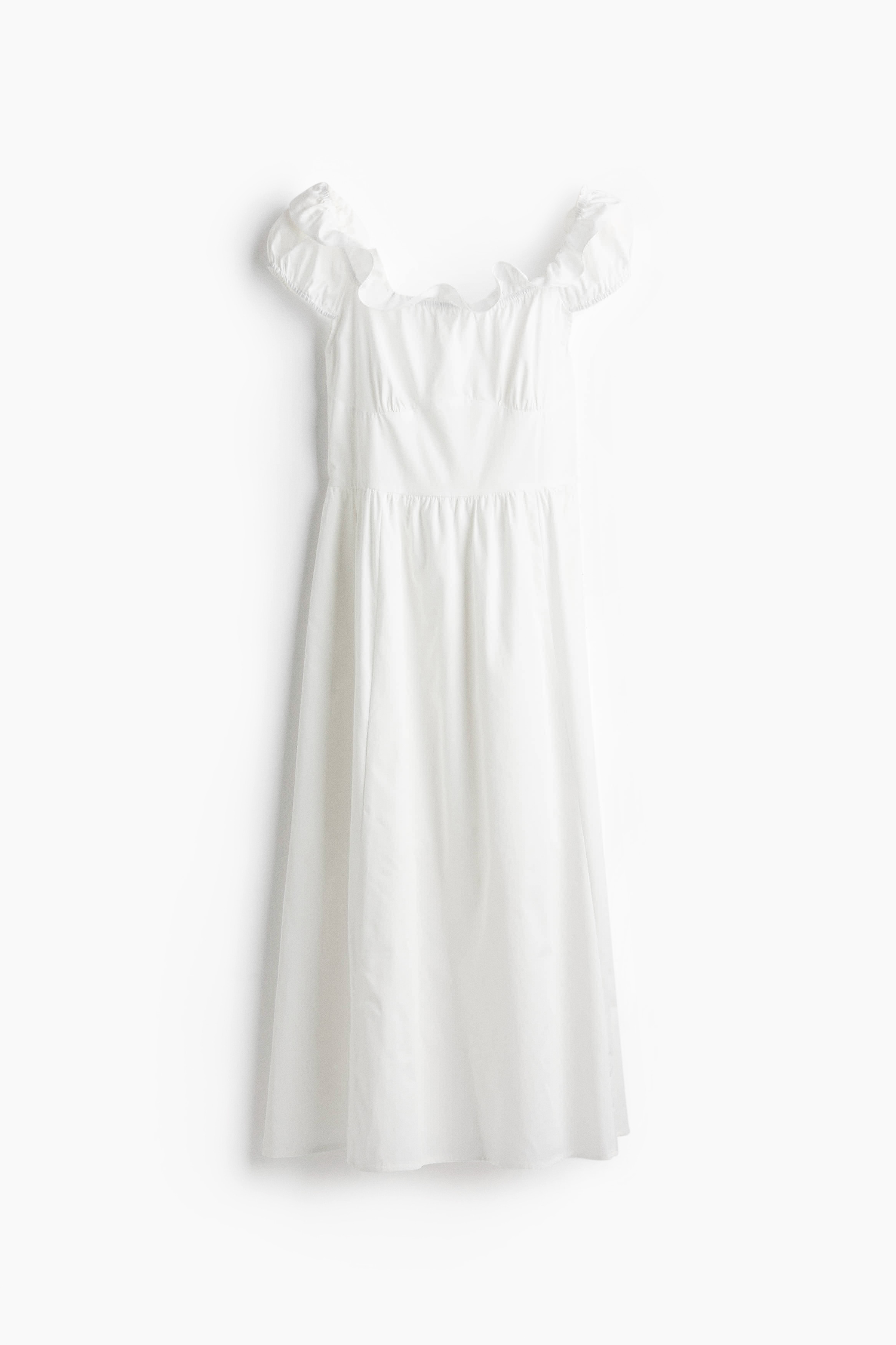 フリルトリム コットンワンピース - ホワイト/ブラック