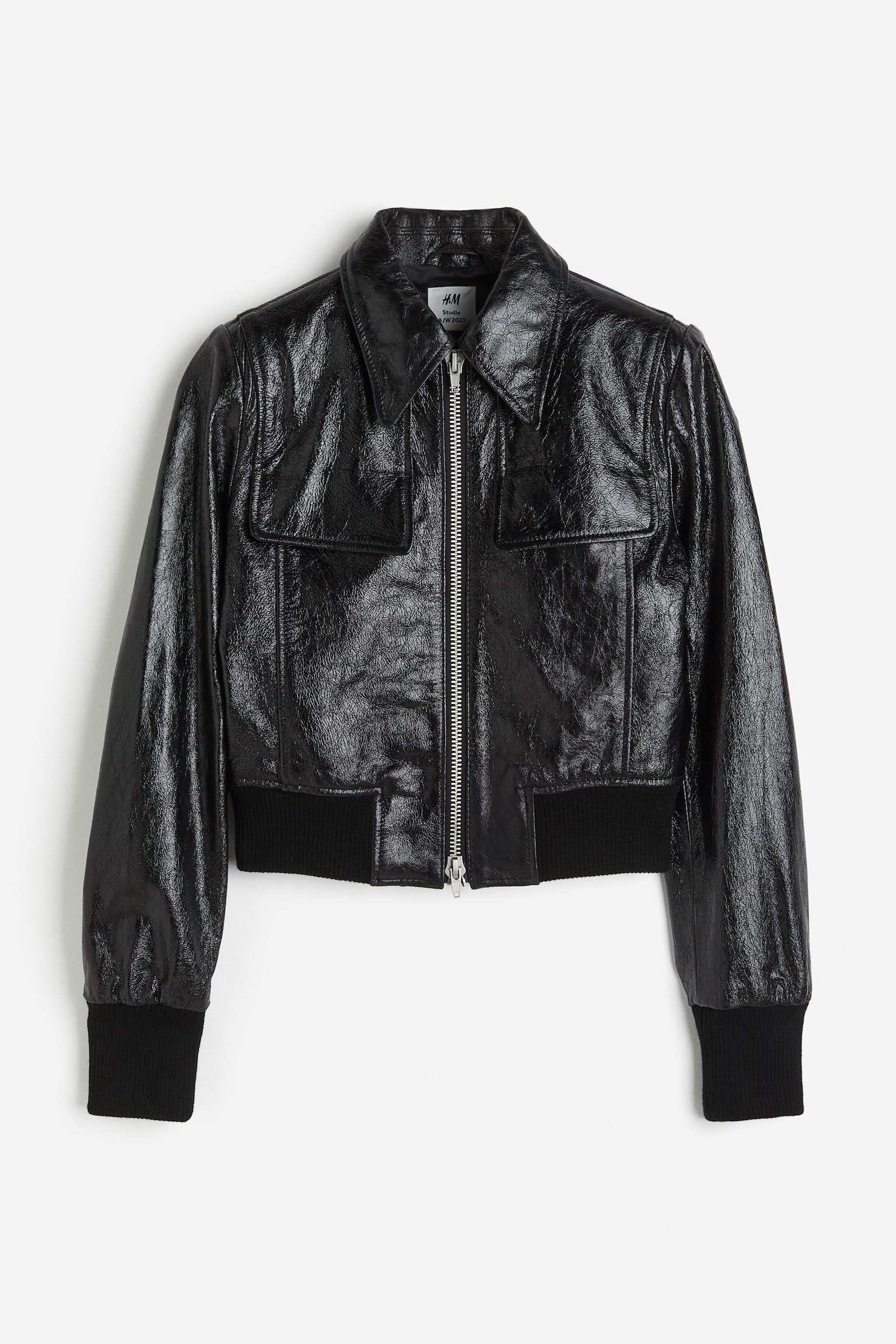 Leather Biker Jacket - Midnight black - 1