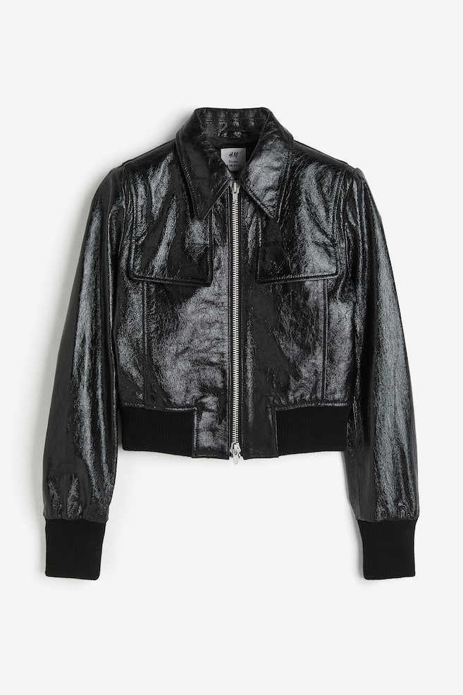 Leather biker jacket - Midnight black - 2