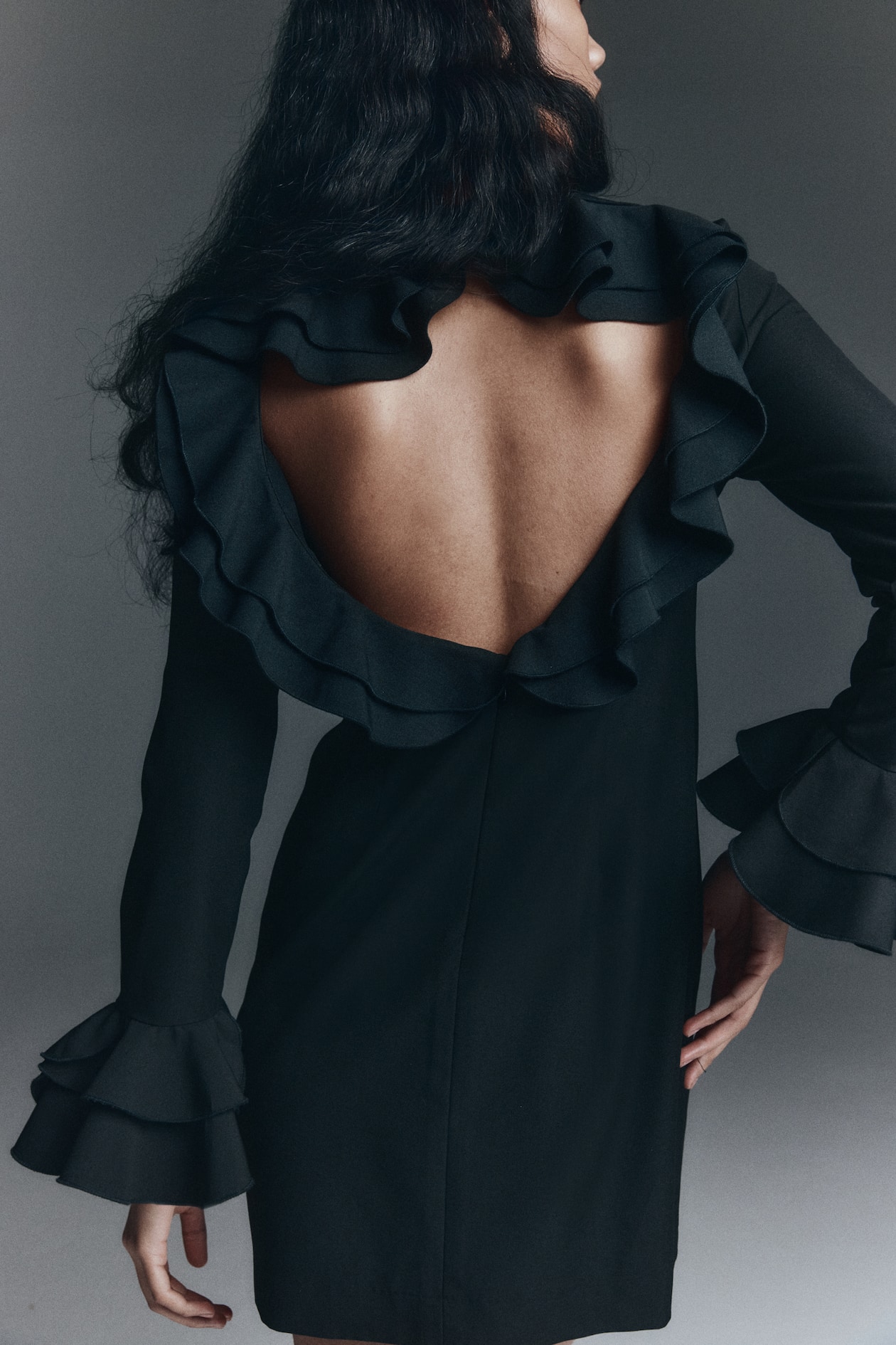 Jurk met volants Zwart DAMES H&M NL