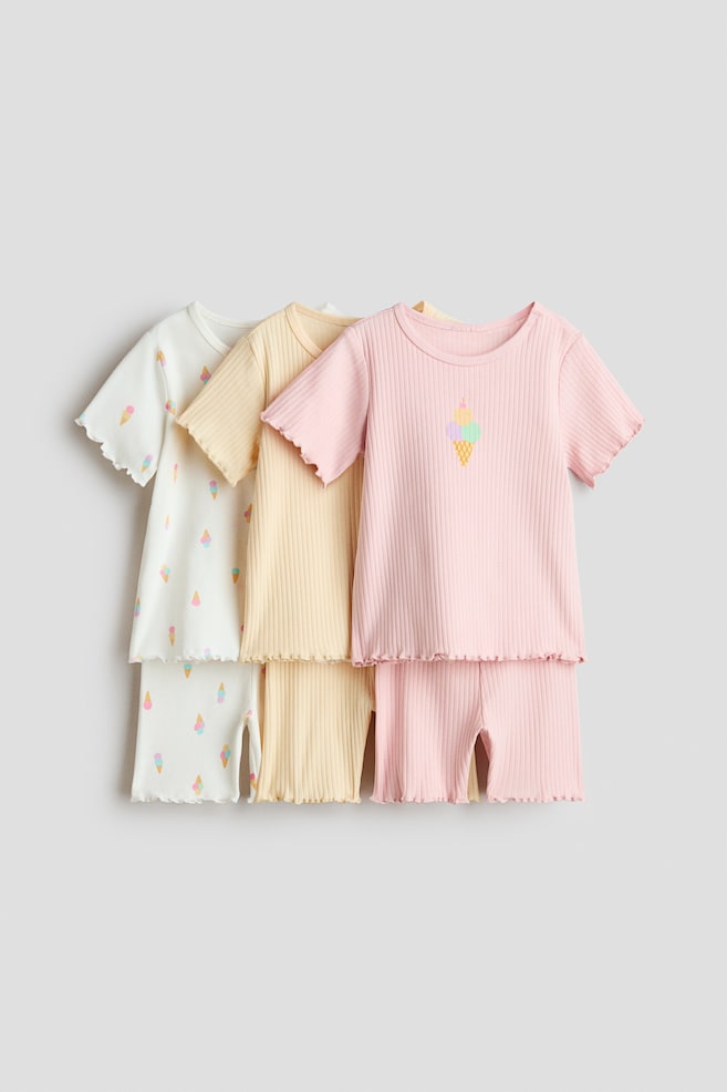 Pack de 3 pijamas em algodão - Rosa claro/Gelado/Turquesa claro/Padrão - 1