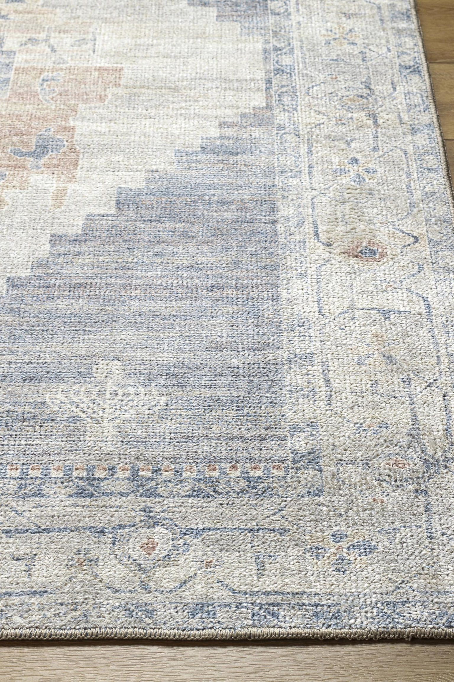 Anika Oriental Vintage Area Rug - Blue, Ivory - 3