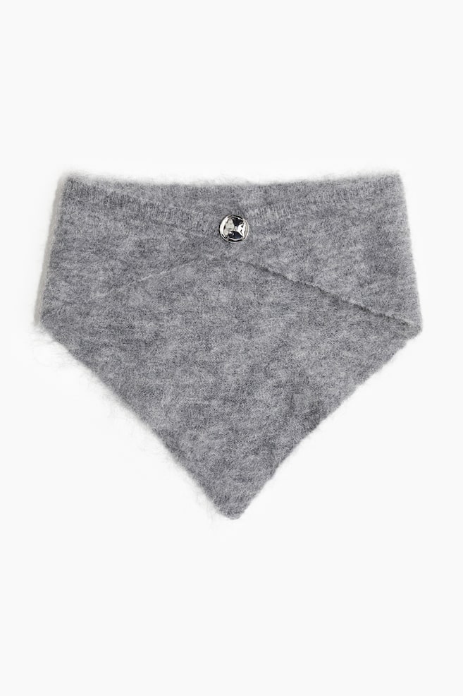 Pañuelo triangular en mezcla de mohair - Gris jaspeado/Crema/Beige oscuro - 1