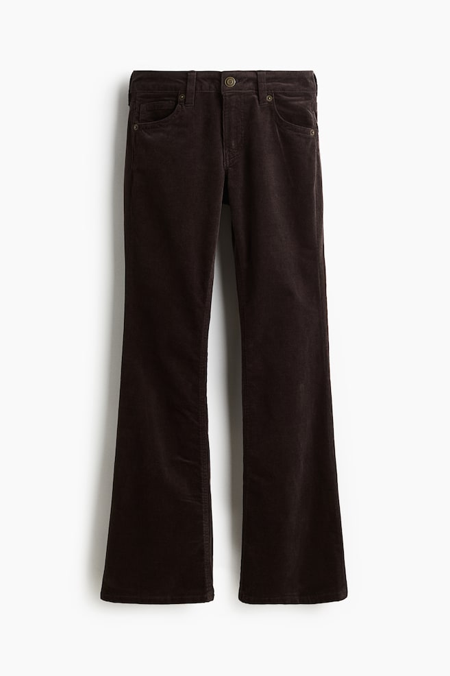 Flared corduroy trousers - Dark brown/Dark green - 1