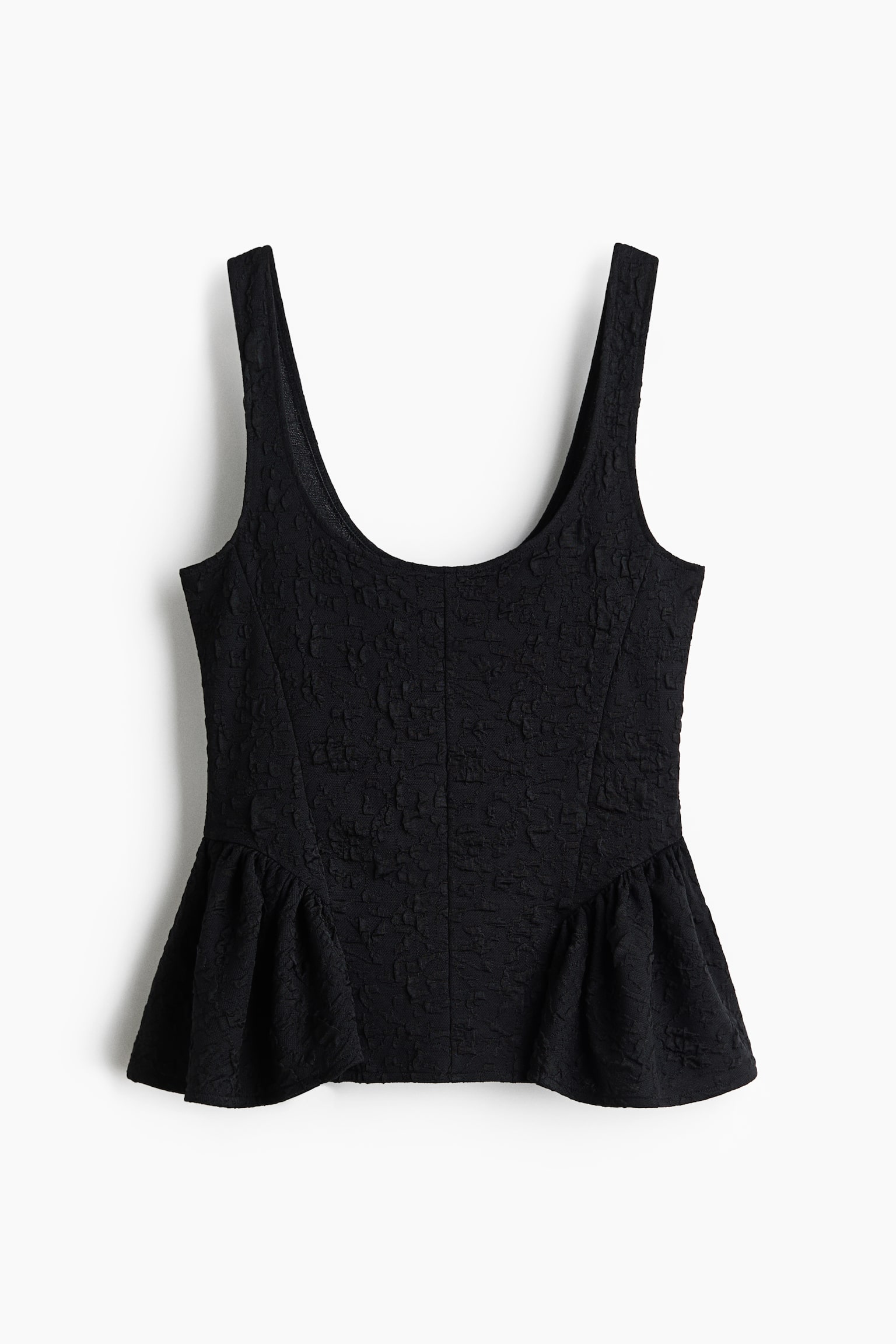Женский топ H&M Textured Peplum Top, цвет: Чёрный — фото 4