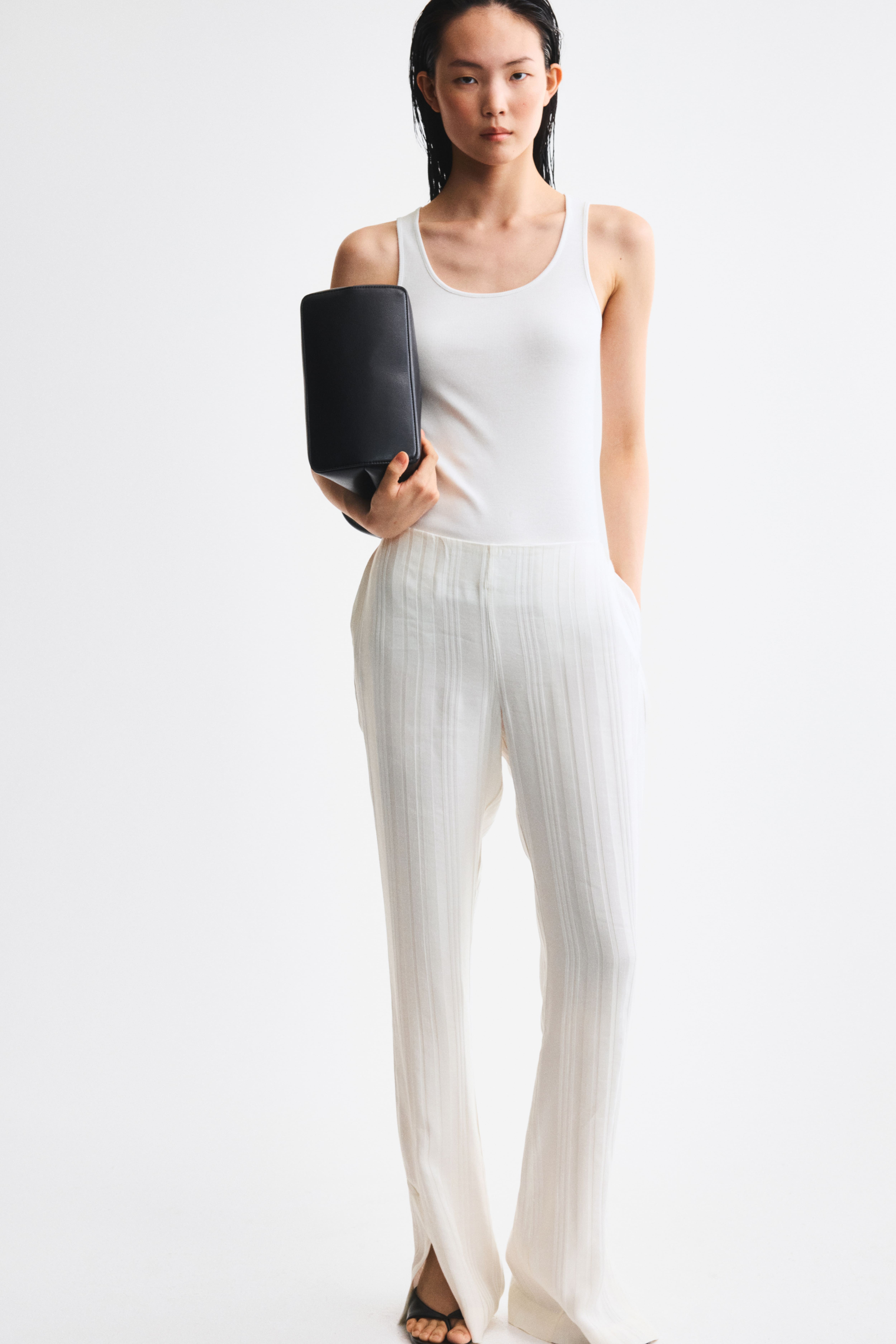 Flared Linen-Blend Pants